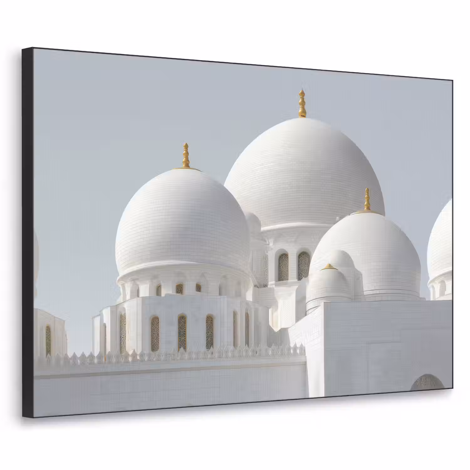 Witte koepels - Helderblauwe lucht - Islamitisch Textielframe - compleet frame klein -3d