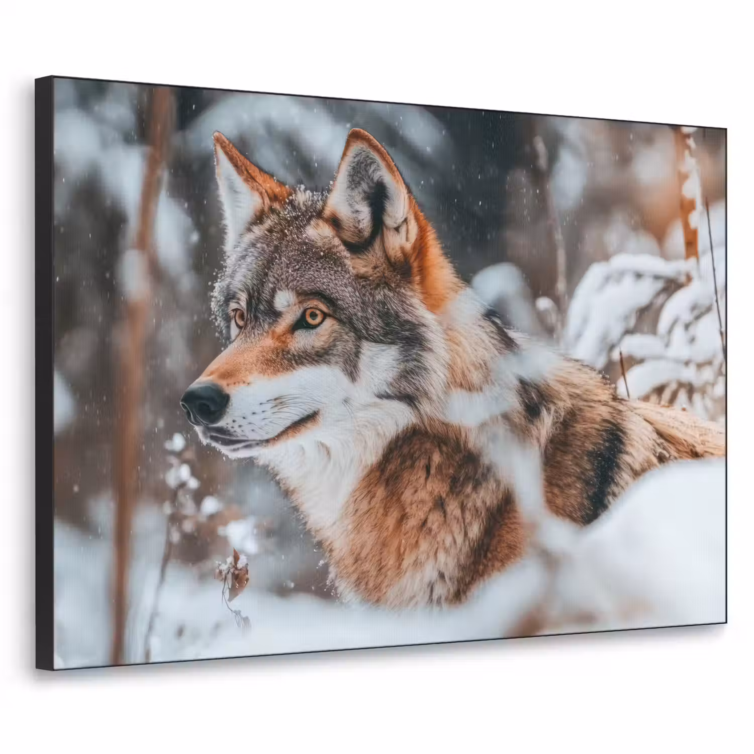 Wolf - Sneeuw - Winter - Dieren - Natuur - Sneeuw Textielframe - compleet frame klein -3d