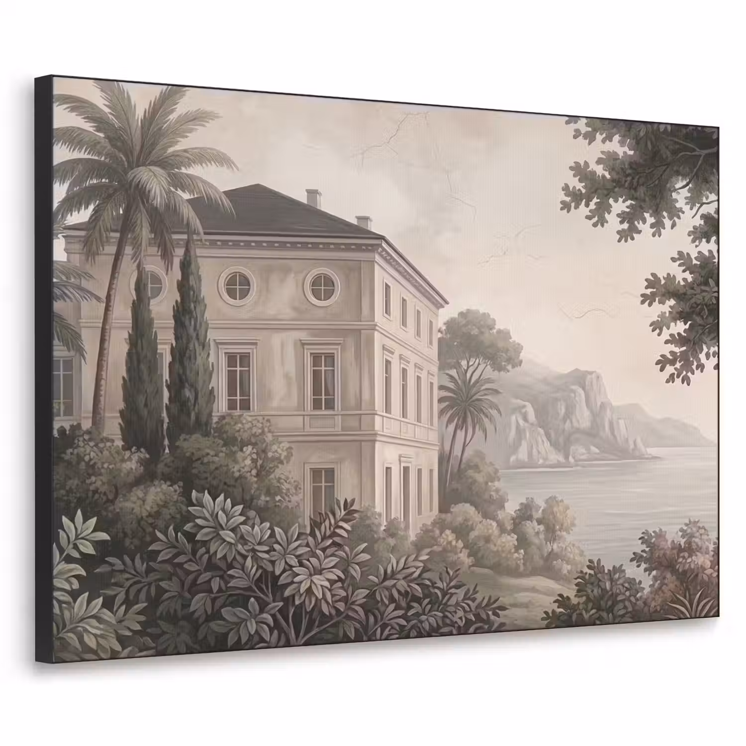 Zee - Villa - Beige Textielframe zwart klein -3d