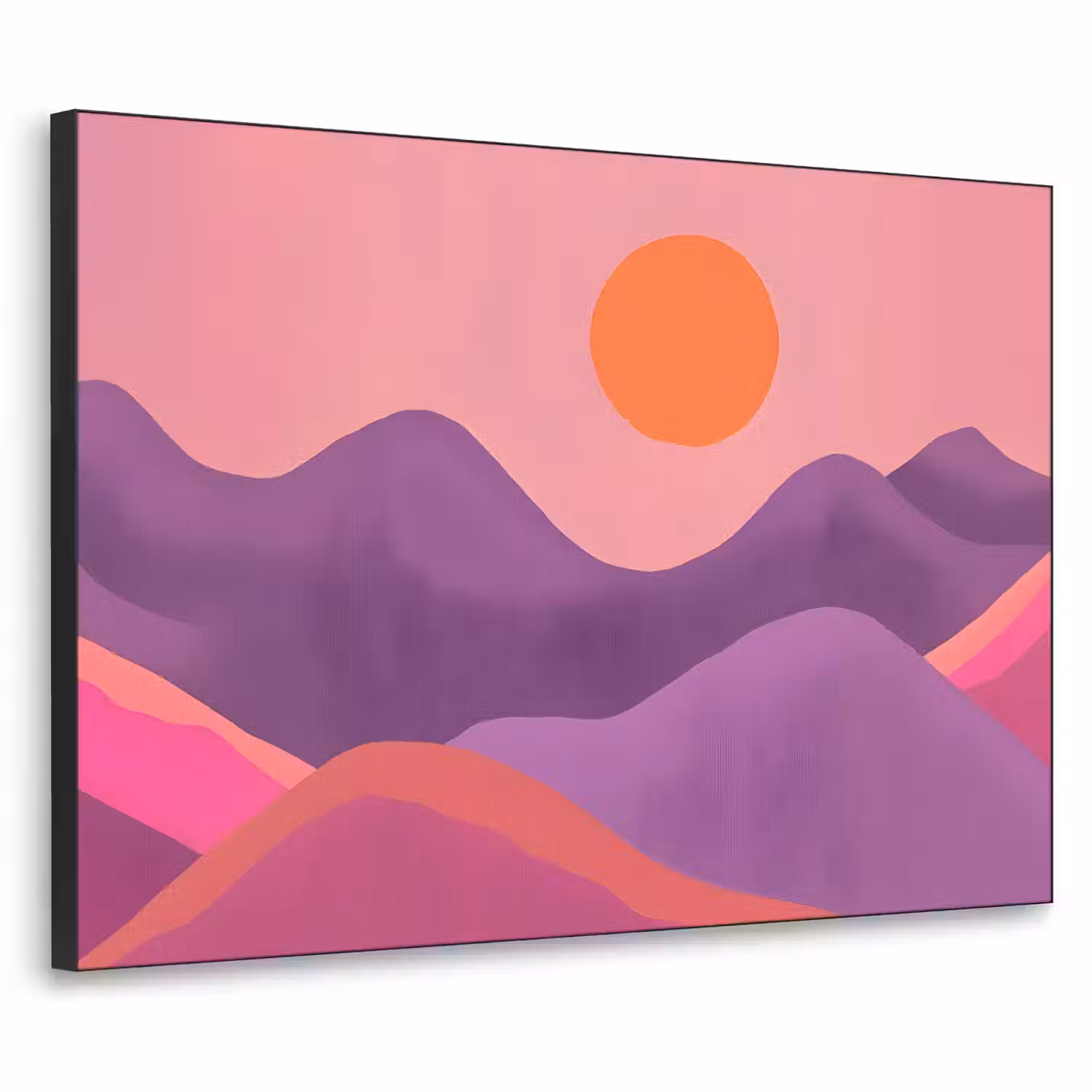 Zon - Heuvels - Paars - Abstract Textielframe - compleet frame klein -3d