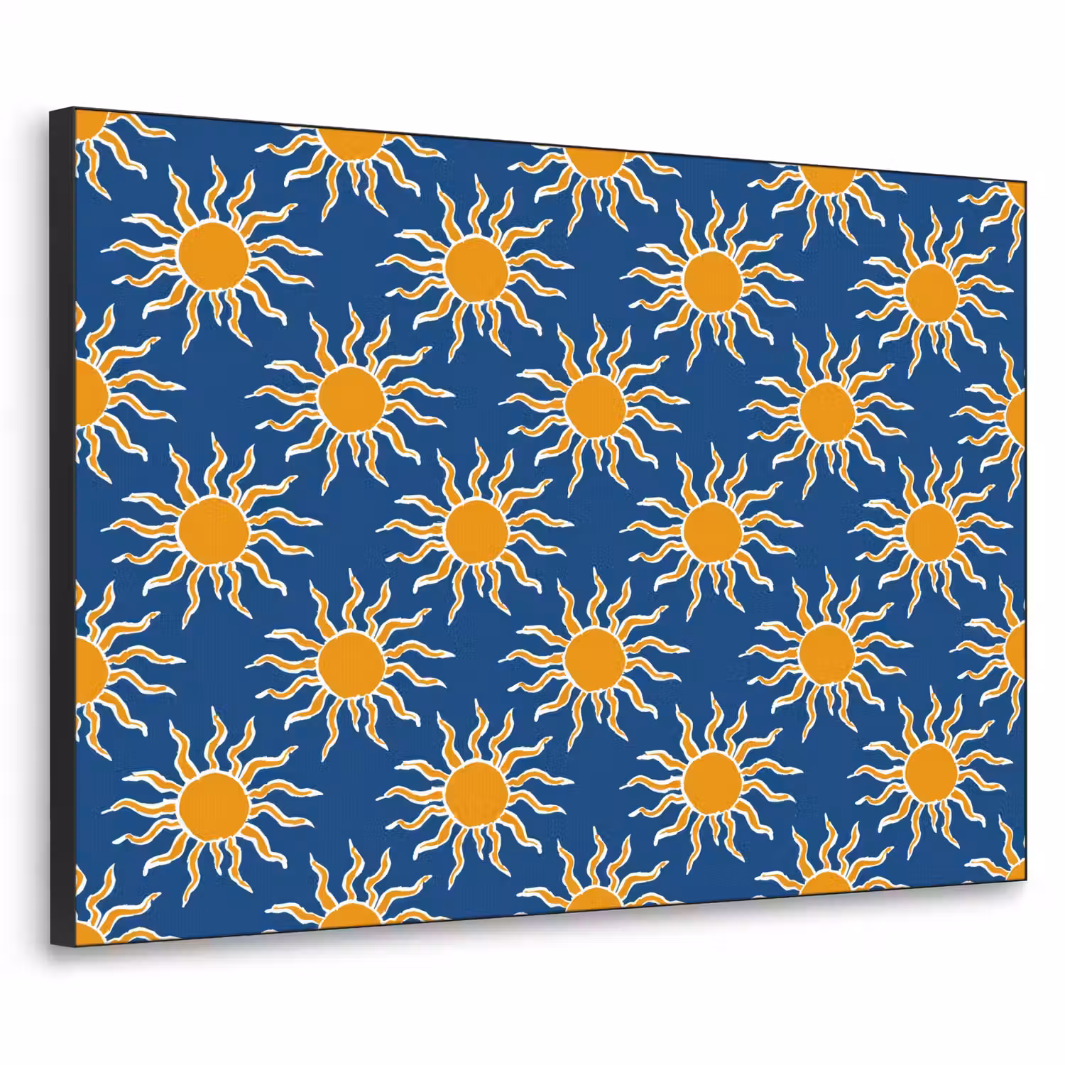 Zon - Patroon - Blauw Textielframe zwart klein 947 -3d
