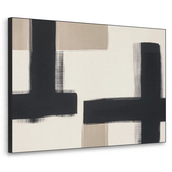Zwart - Abstract - Japandi Textielframe - compleet frame klein -3d