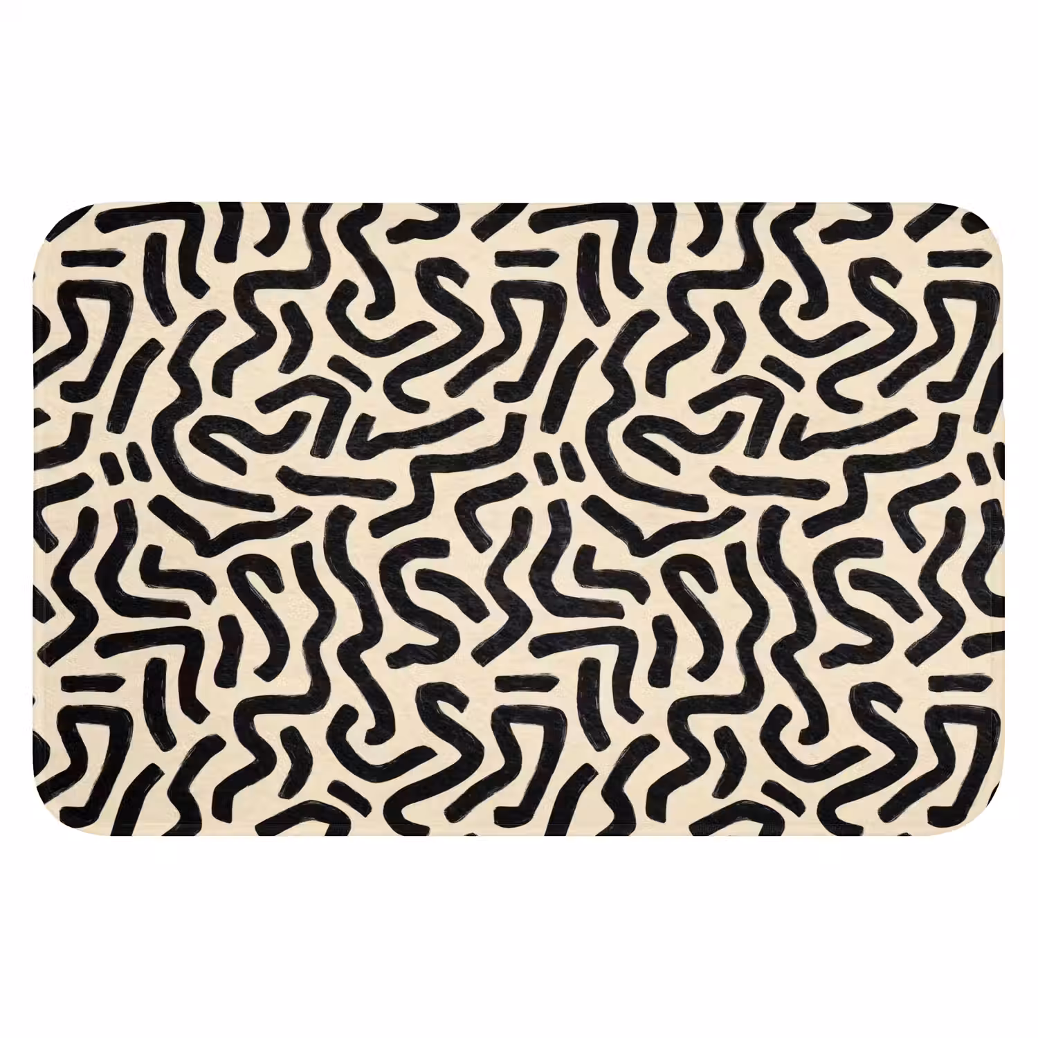 Abstract - Lijnen - Zwart Badmat klein 997 -3d