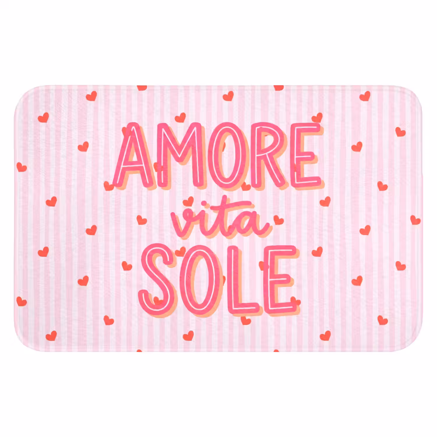 Amore vita sole - Roze - Hartjes Badmat klein -3d