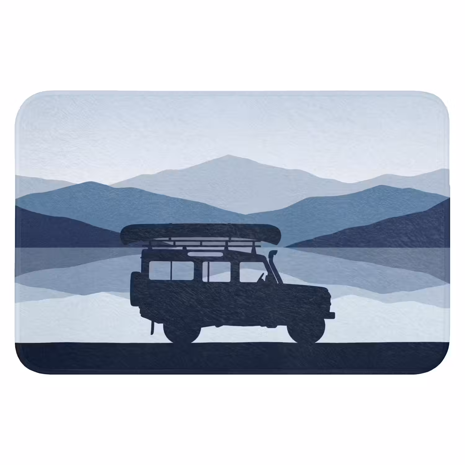 Auto - Meer - Bergen - Blauw Badmat klein -3d