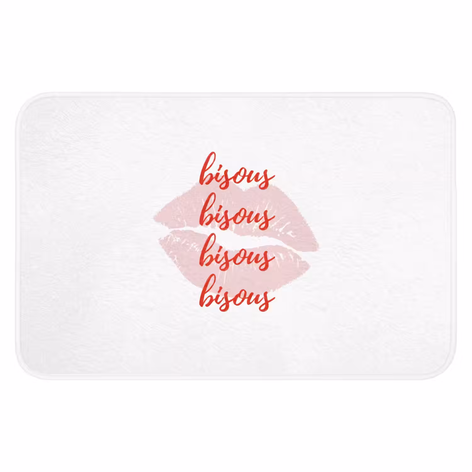 Bisous - Lip - Wit - Rood Badmat klein -3d