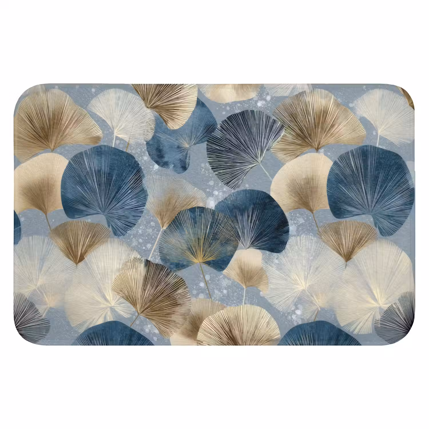 Bladeren - Abstract - Goud - Blauw Badmat klein -3d