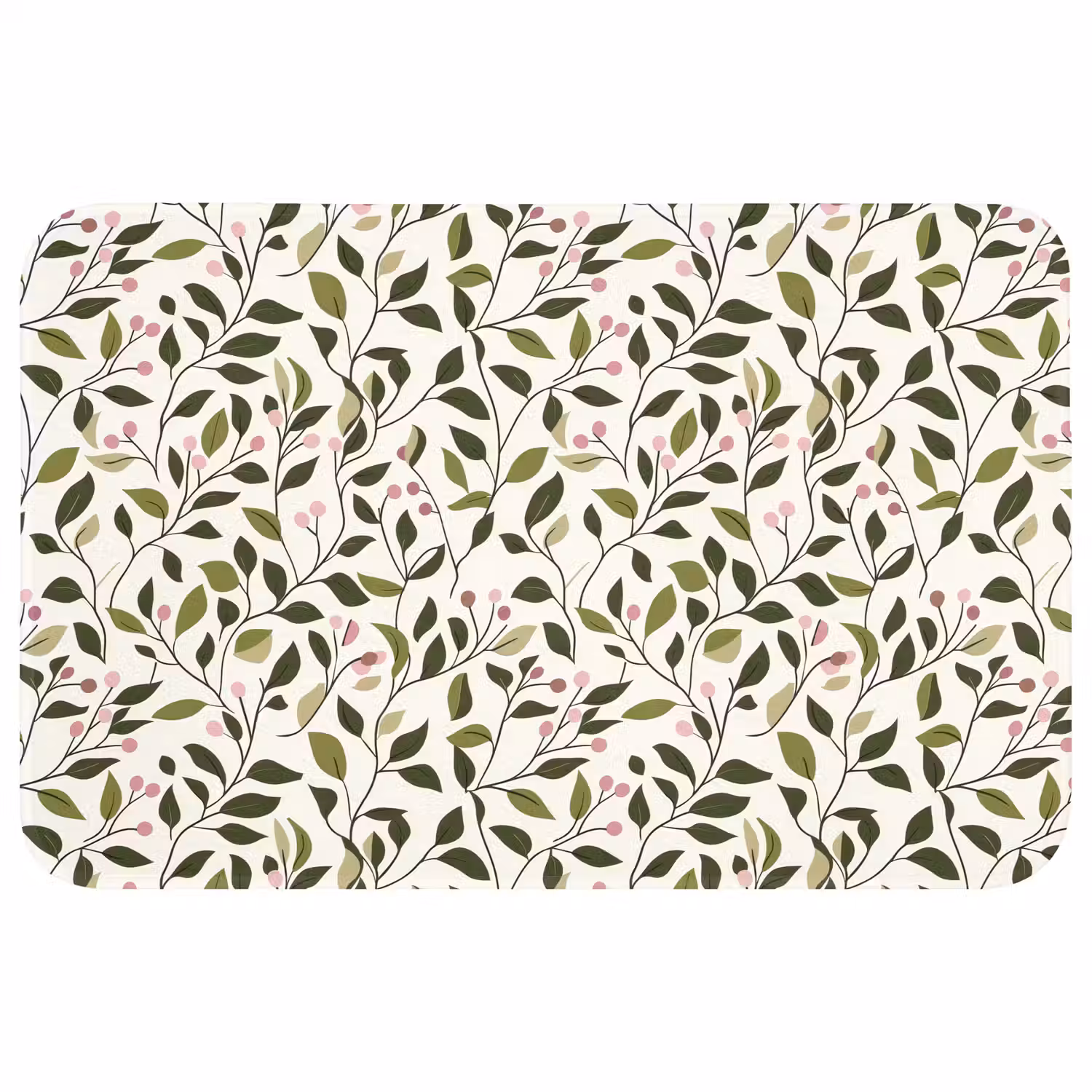 Bladeren - Bessen - Roze Badmat klein 997 -3d