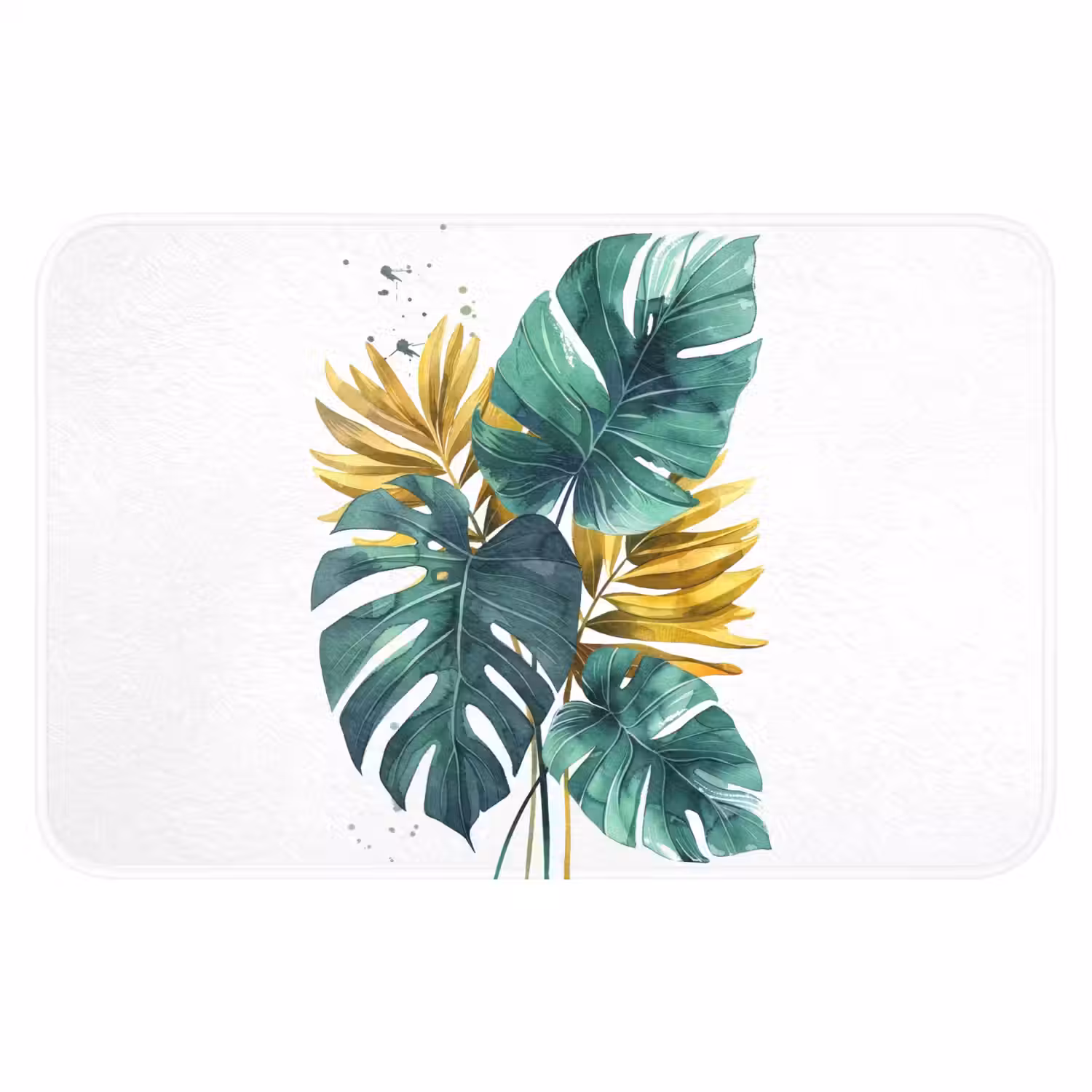 Bladeren - Monstera - Groen - Goud - Modern Badmat klein -3d