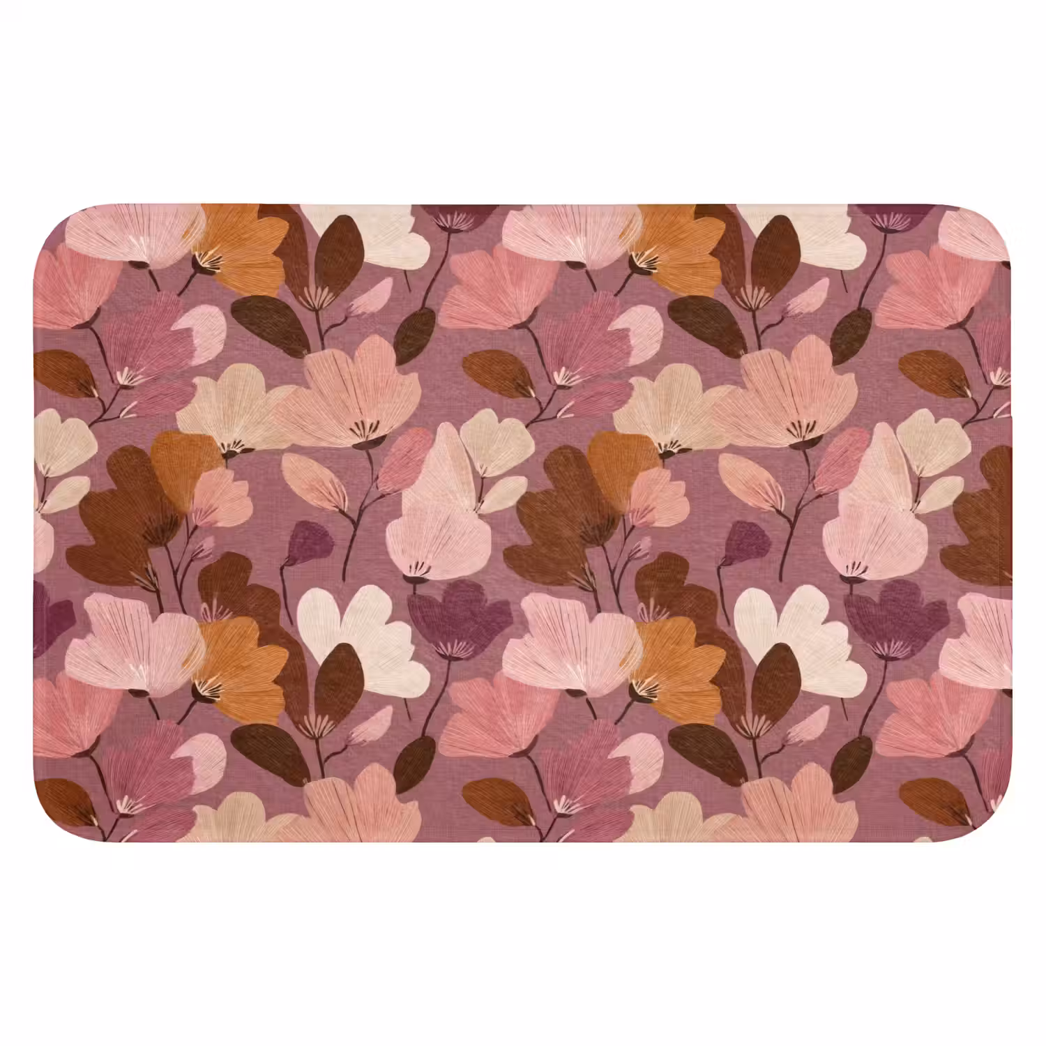 Bloem - Patroon - Roze Badmat klein 997 -3d