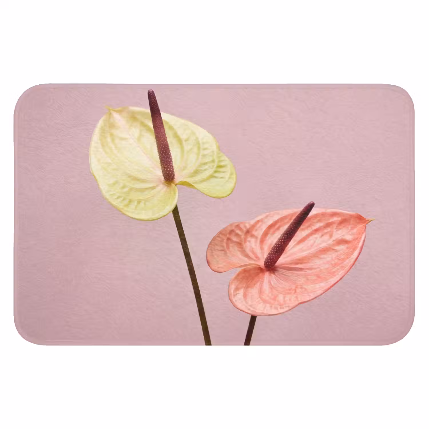 Bloemen - Anthuriums - Geel - Roze Badmat klein -3d