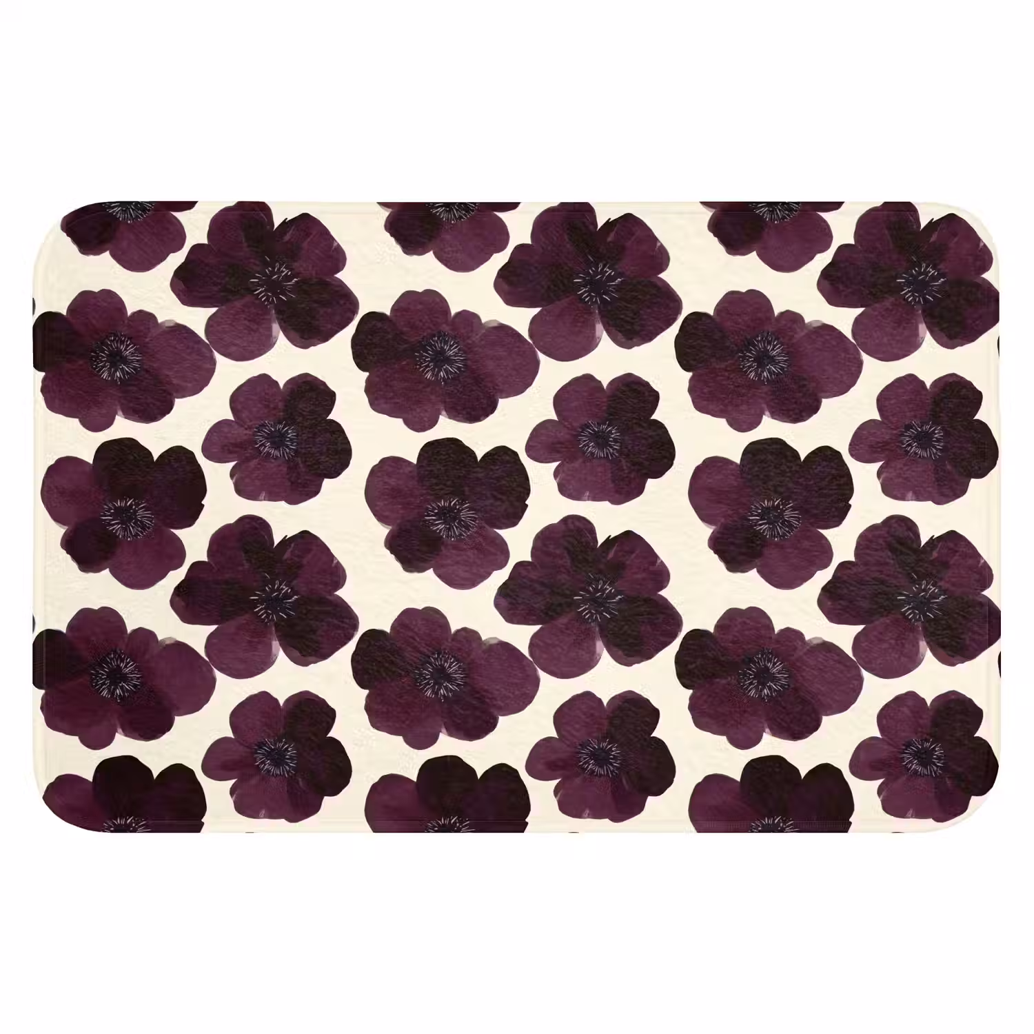 Bloemen - Aquarel - Paars Badmat klein 997 -3d
