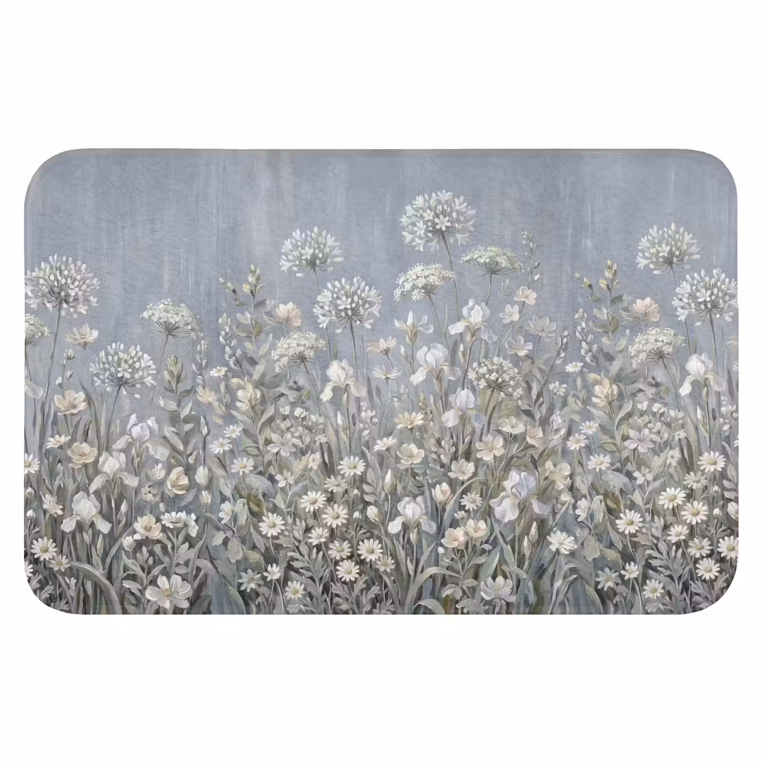 Bloemen - Botanisch - Blauw Badmat klein -3d
