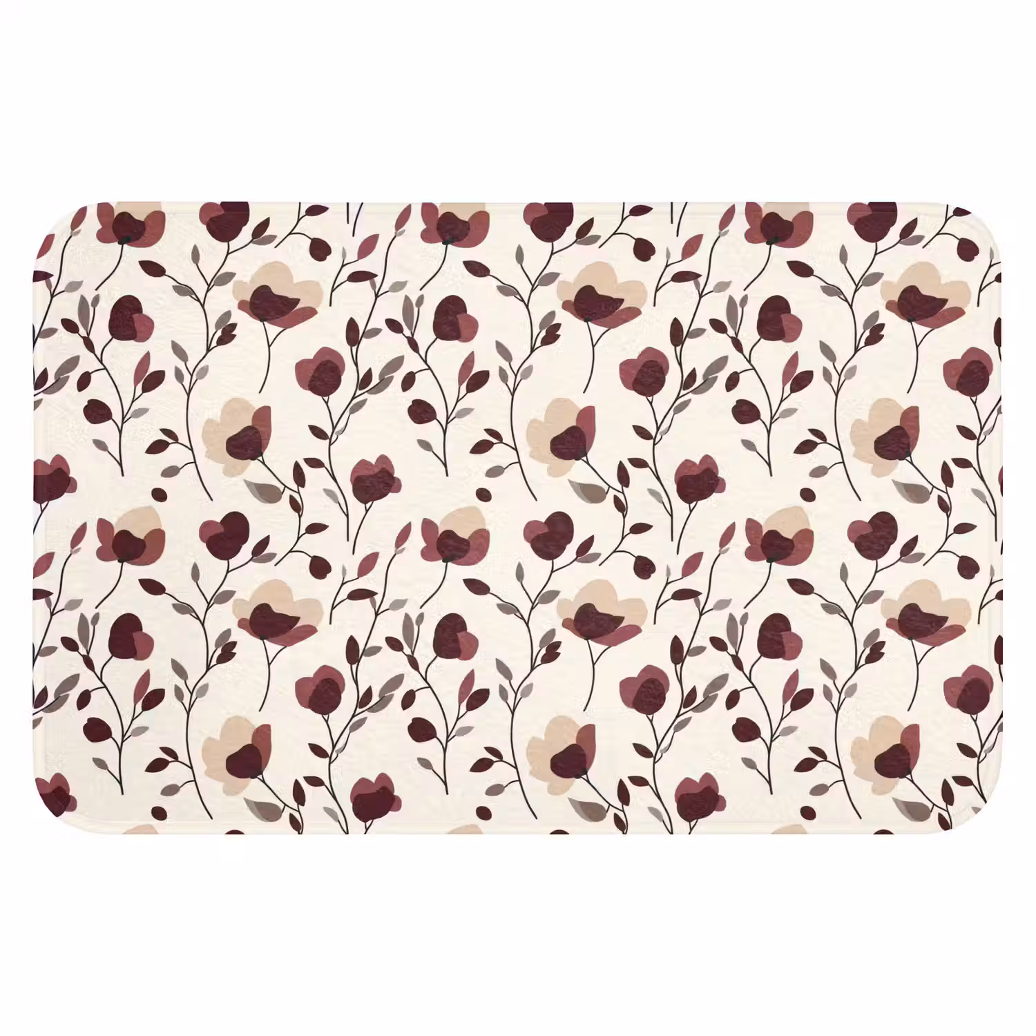 Bloemen - Botanisch - Bordeaux Badmat klein 997 -3d