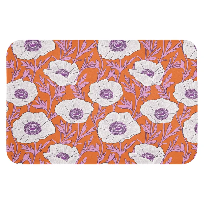 Bloemen - Grafisch - Oranje Badmat klein 997 -3d