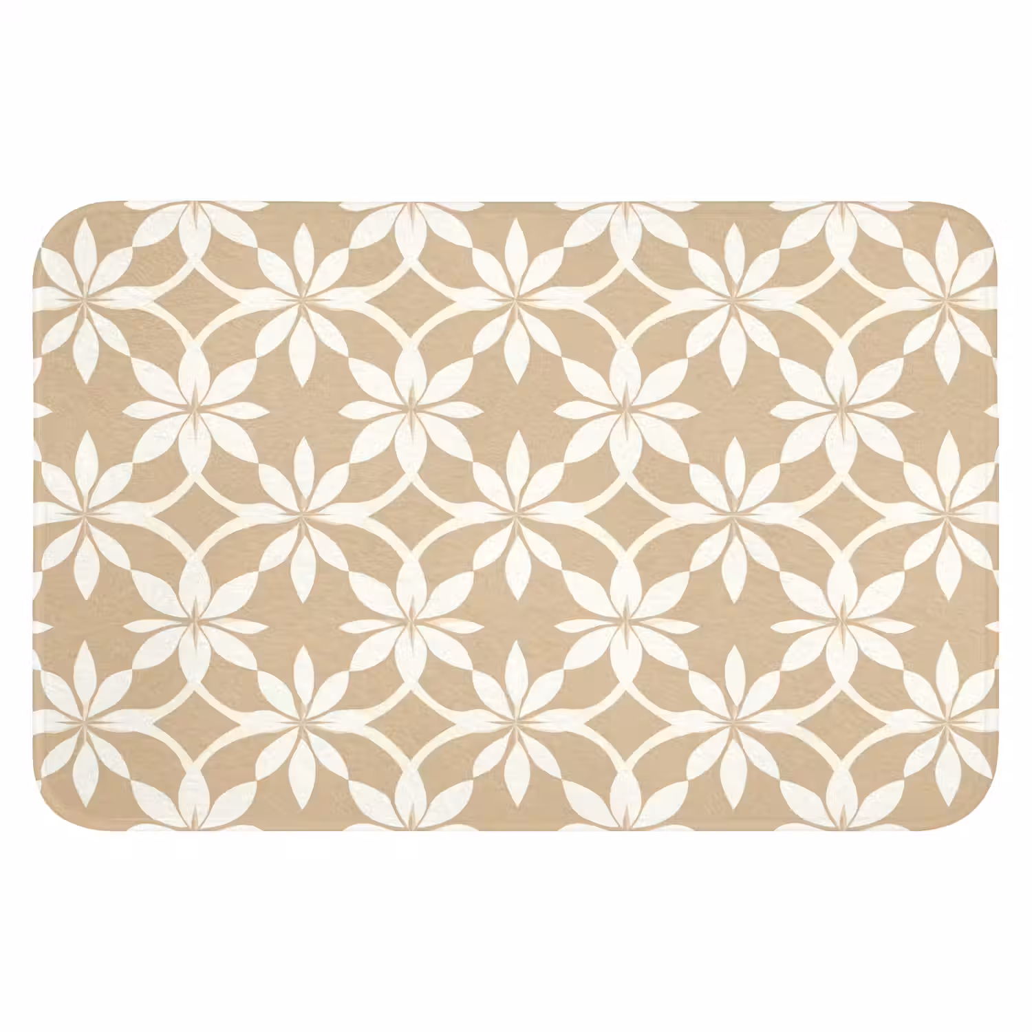 Bloemen - Patroon - Beige Badmat klein 997 -3d