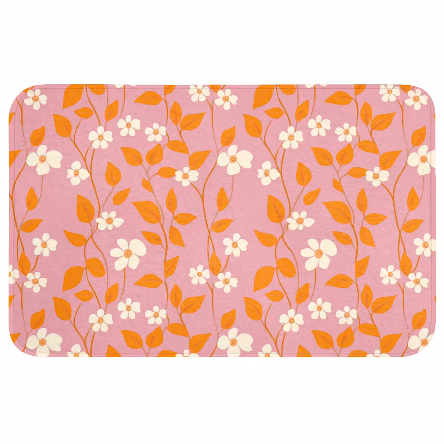 Bloemen - Patroon - Oranje Badmat klein 997 -3d