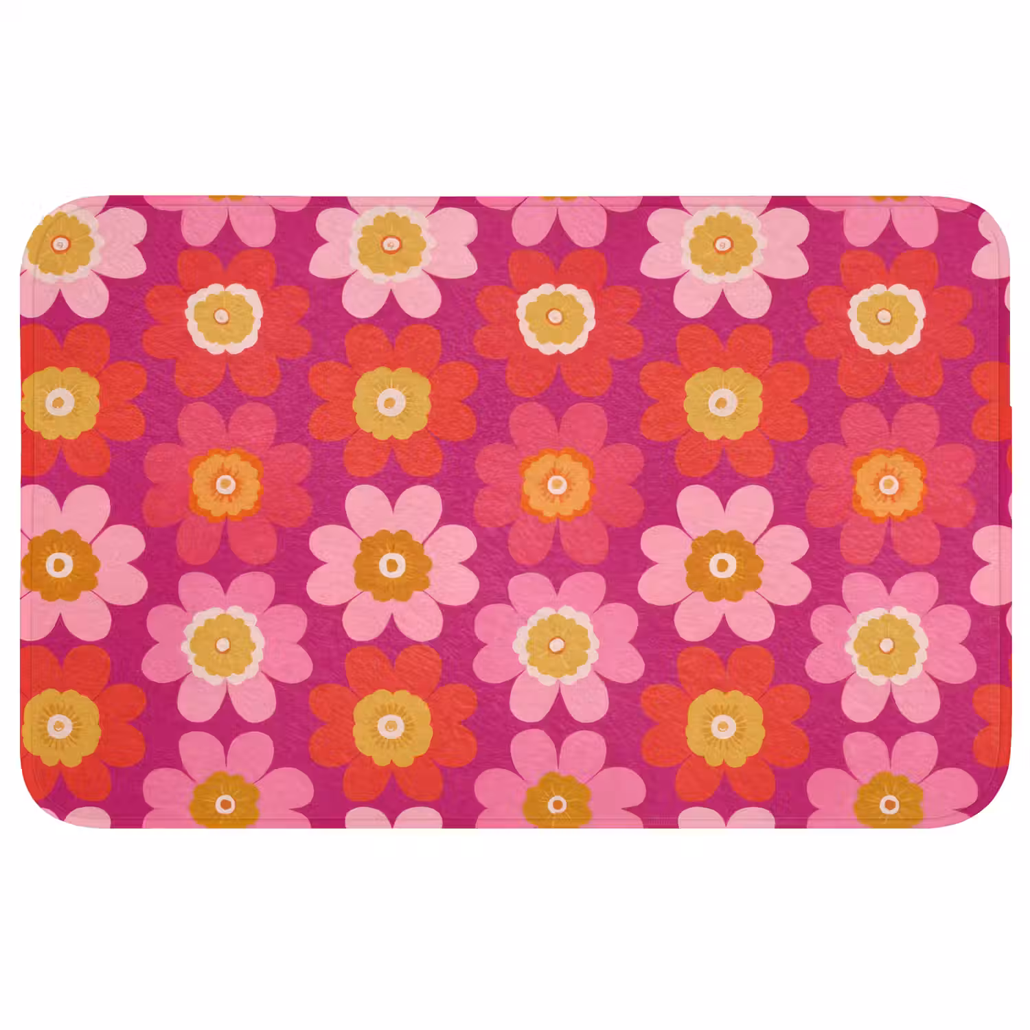 Bloemen - Retro - Kleurrijk Badmat klein 997 -3d