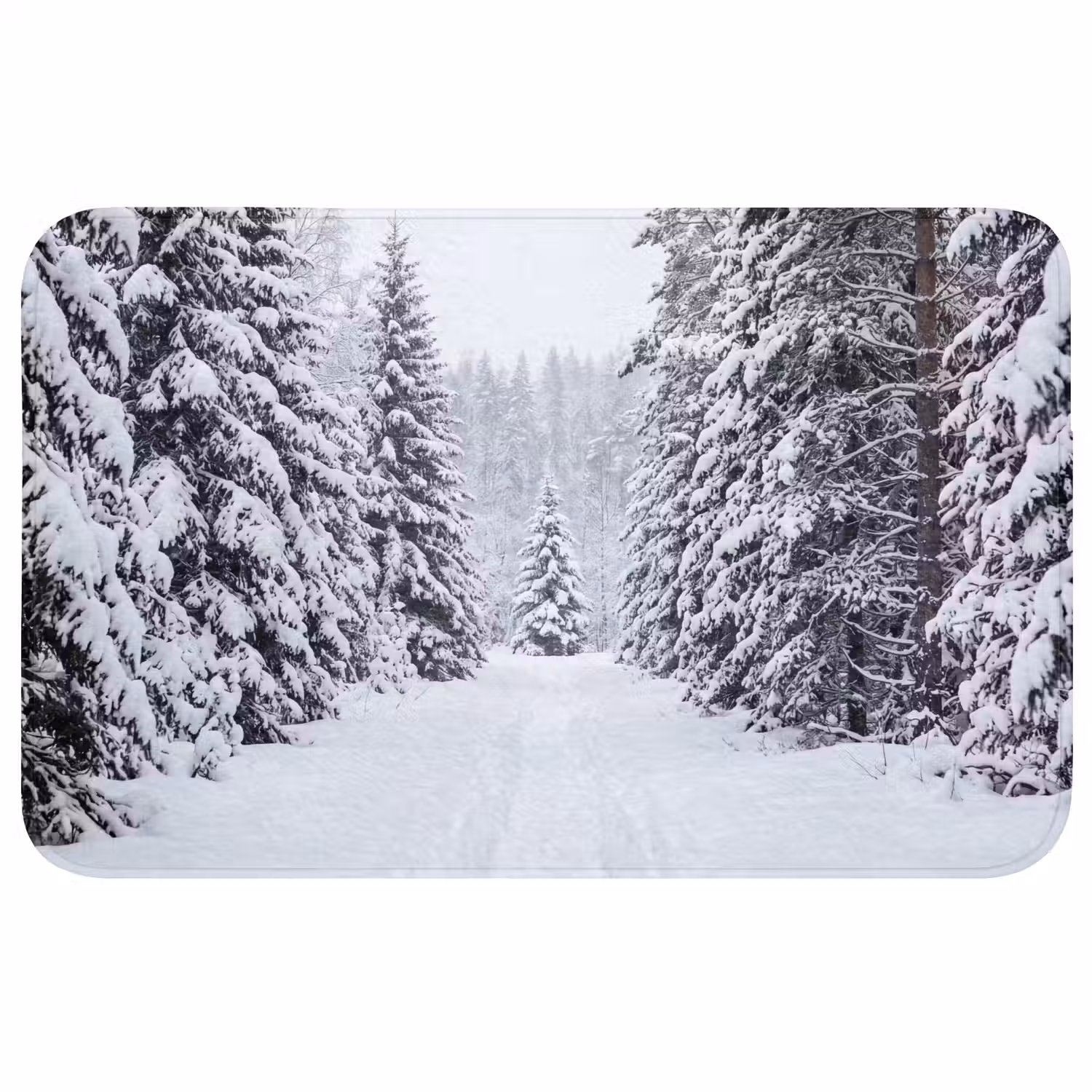 Bos - Winter - Sneeuw - Pad - Natuur Badmat klein -3d