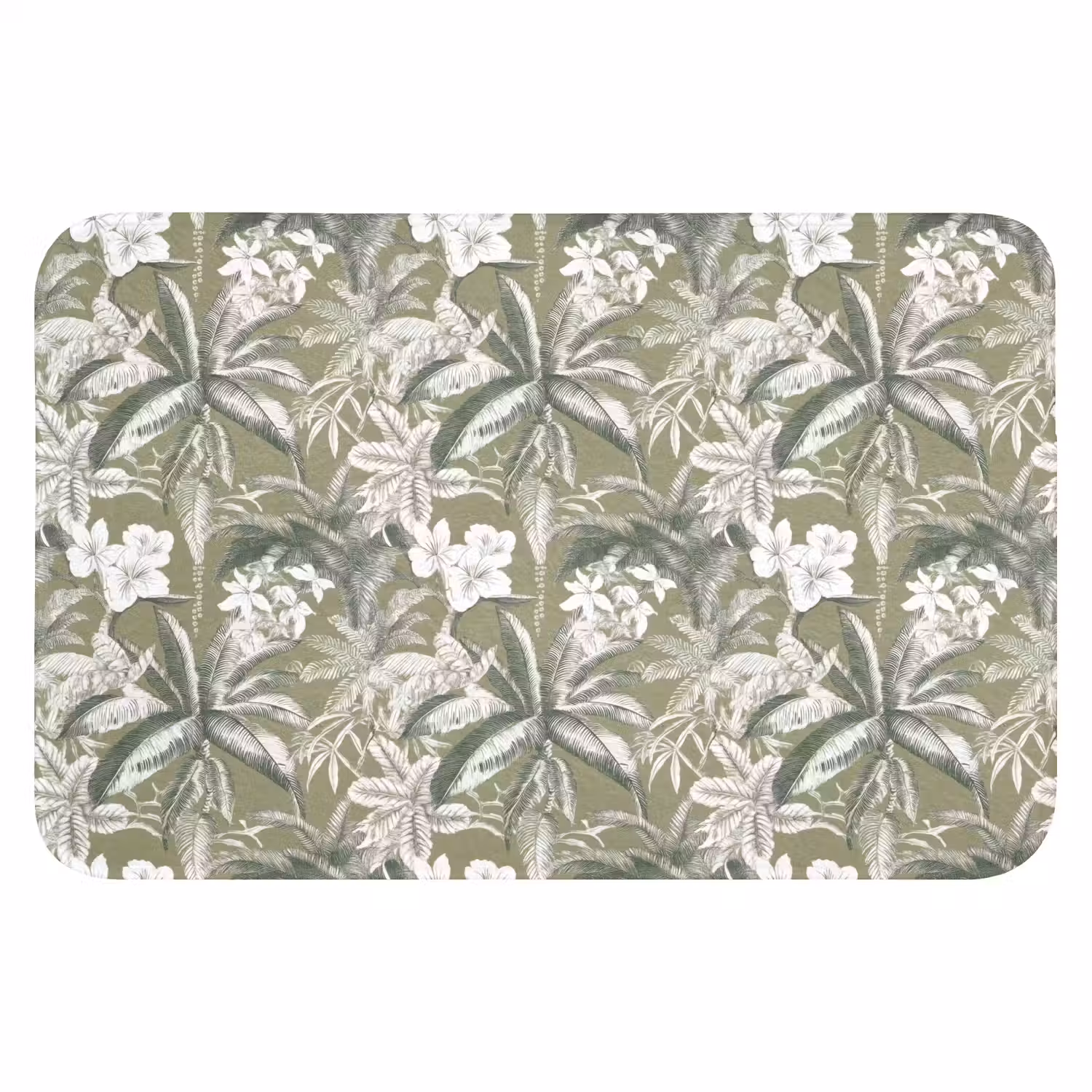 Botanisch - Bloemen - Groen Badmat klein 997 -3d