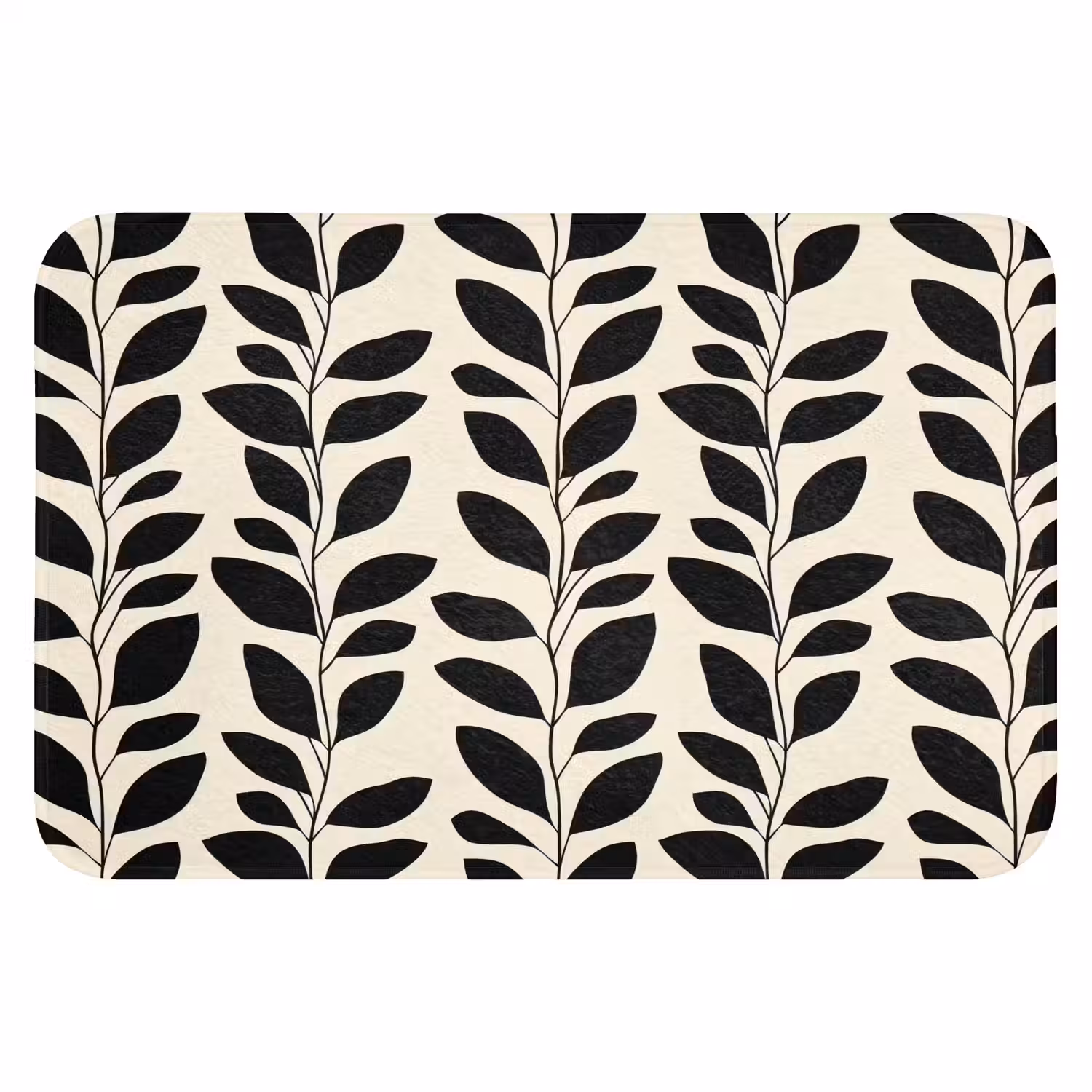Botanisch - Dessin - Zwart - Beige Badmat klein 997 -3d
