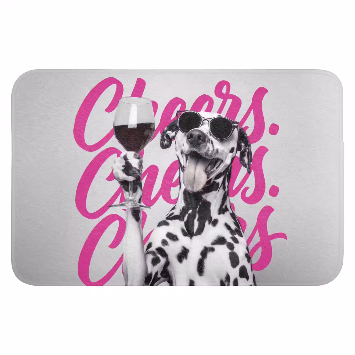 Cheers - Hond - Roze - Wijn Badmat klein -3d