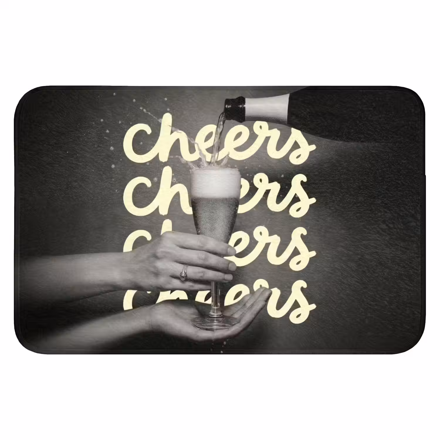 Cheers - Wijn - Zwart - Wit Badmat klein -3d