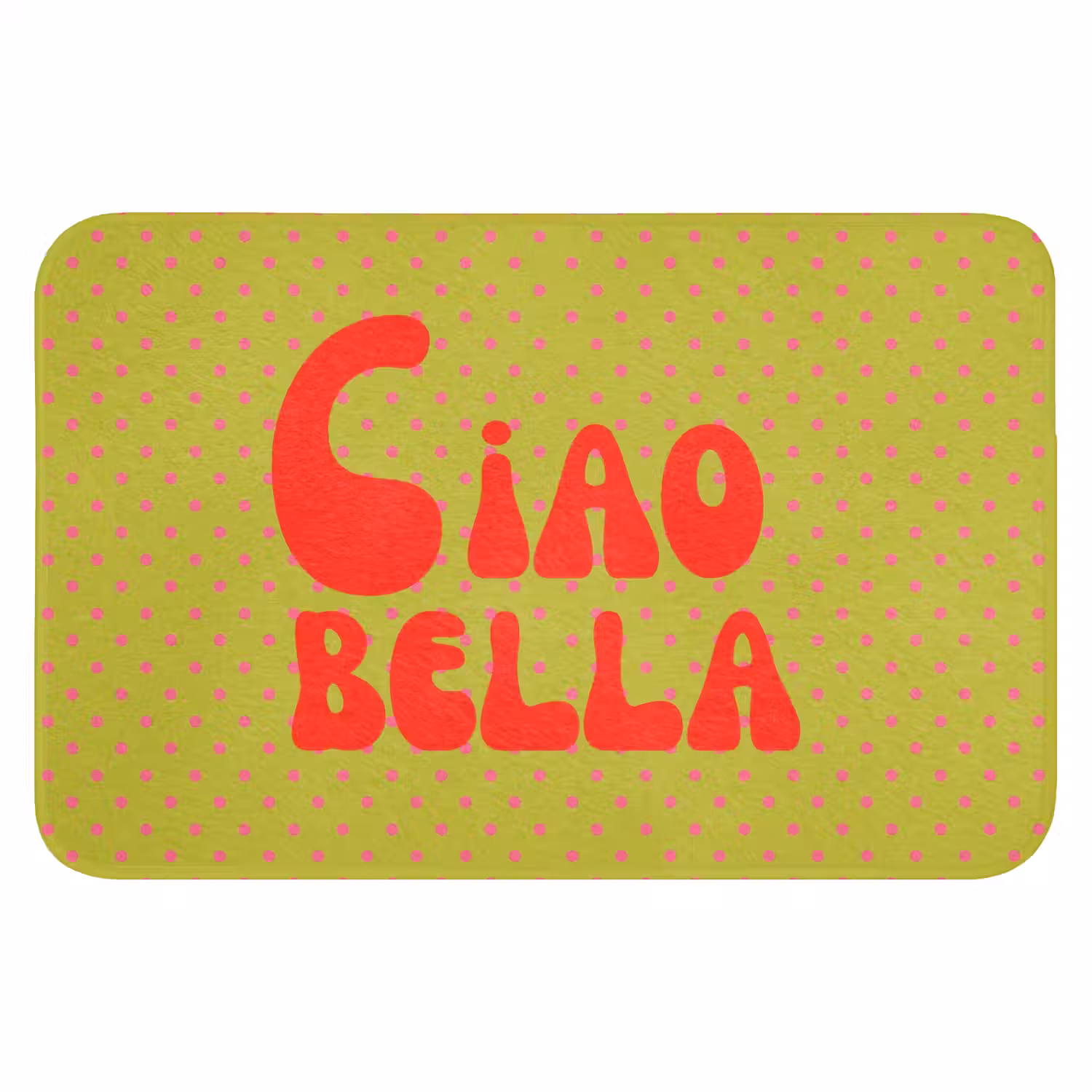 Ciao bella - Rood - Groen - Stippen Badmat klein -3d