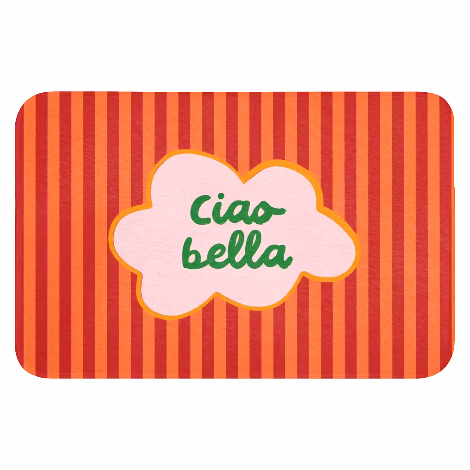Ciao bella - Tekstwolk - Strepen - Oranje Badmat klein -3d