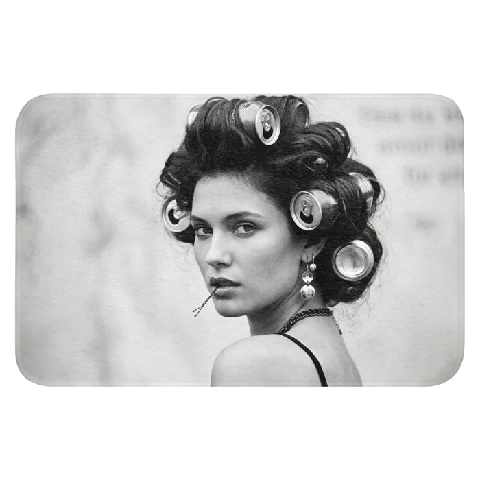 Edgy - Vrouw - Zwart - Wit Badmat klein -3d