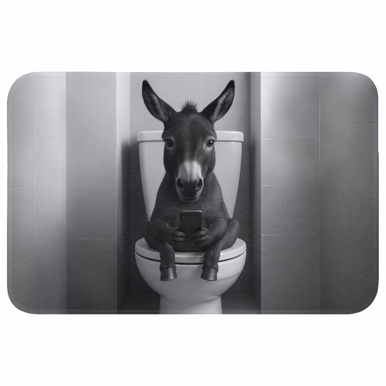 Ezel - Telefoon - Toilet - Zwart - Wit Badmat klein -3d
