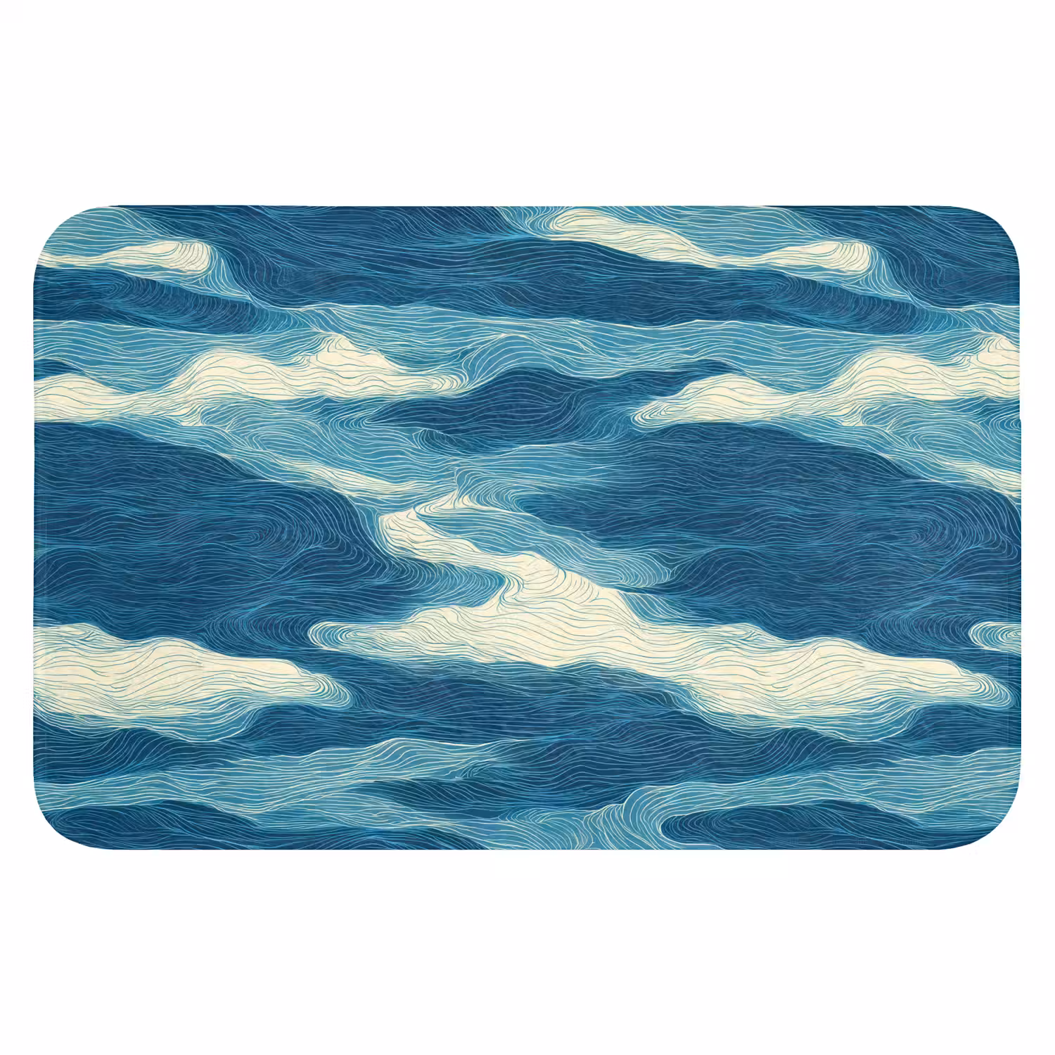 Golven - Abstract - Patroon - Blauw - Wit Badmat klein 997 -3d