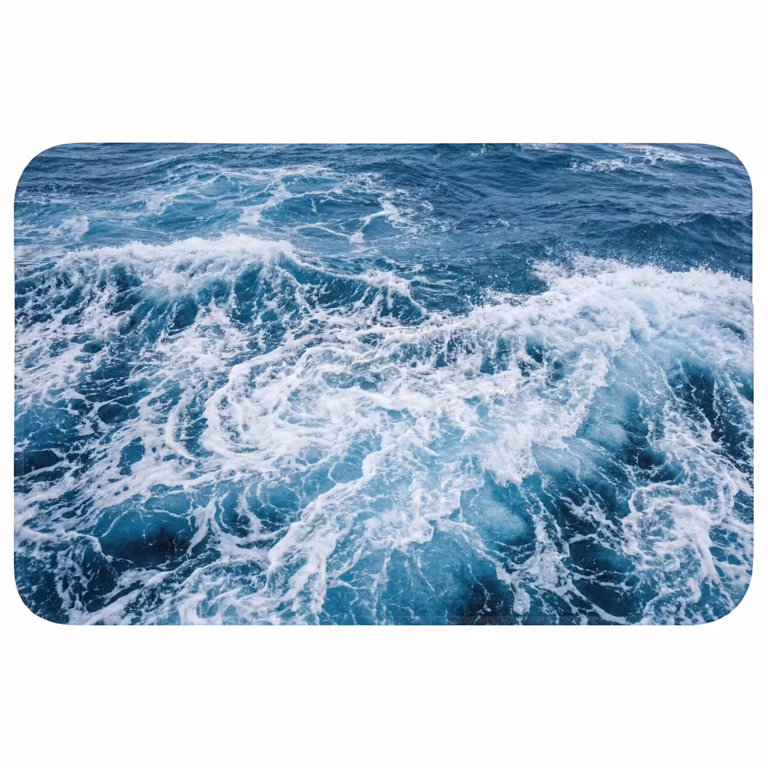 Golven - Oceaan - Blauw Badmat klein -3d