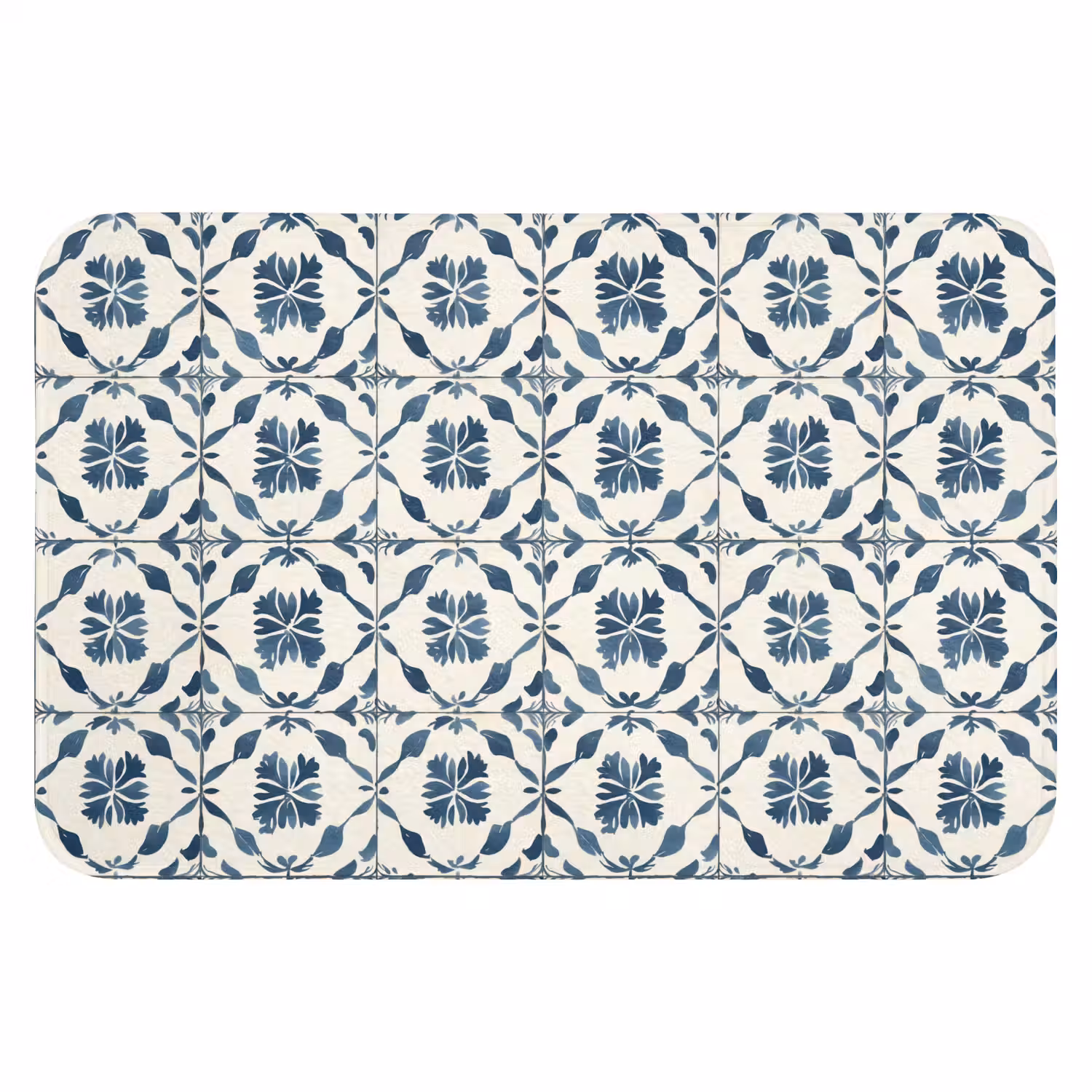 Grafisch - Tegel - Blauw Badmat klein 997 -3d