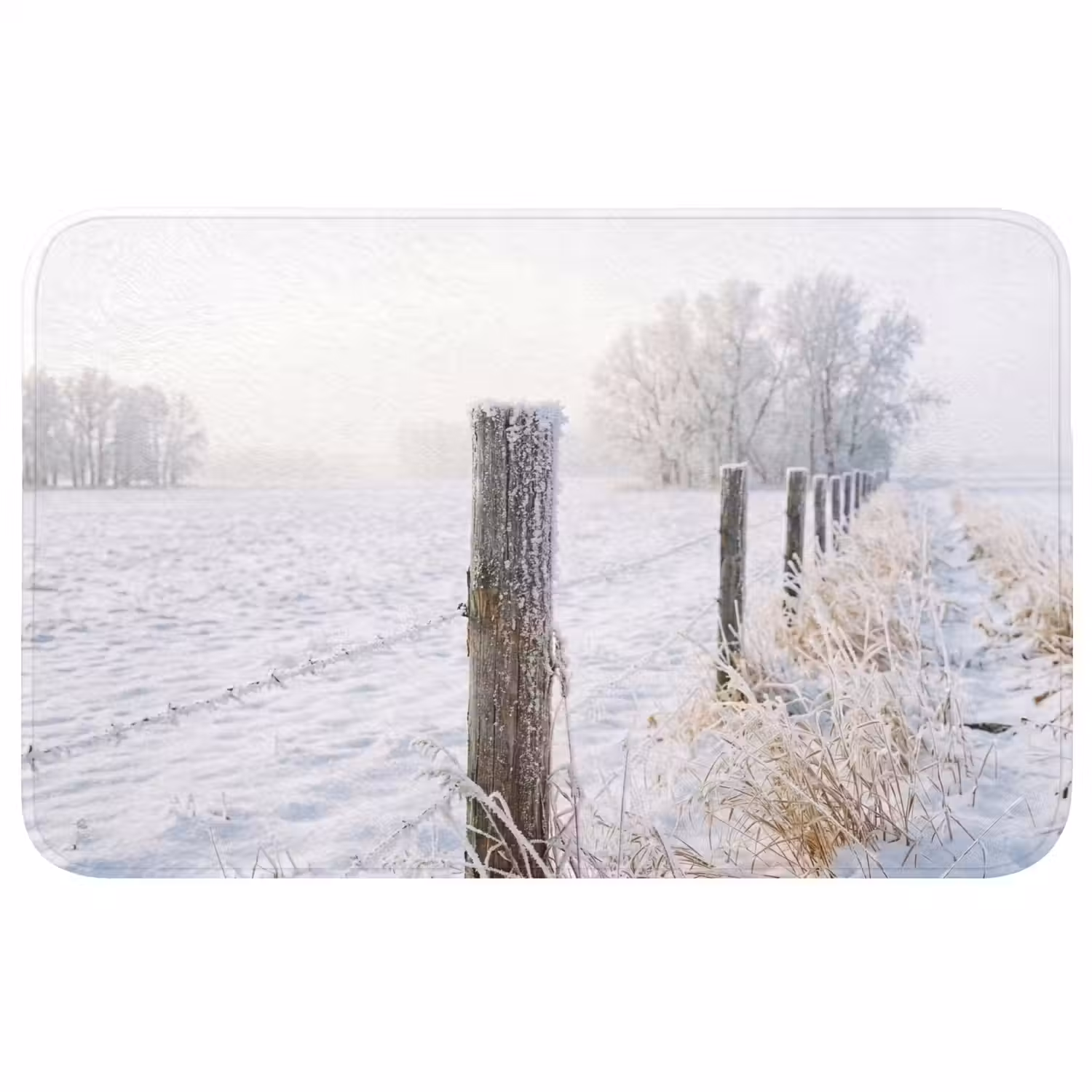 Hek - Sneeuw - Mist - Platteland - Nostalgisch Badmat klein -3d