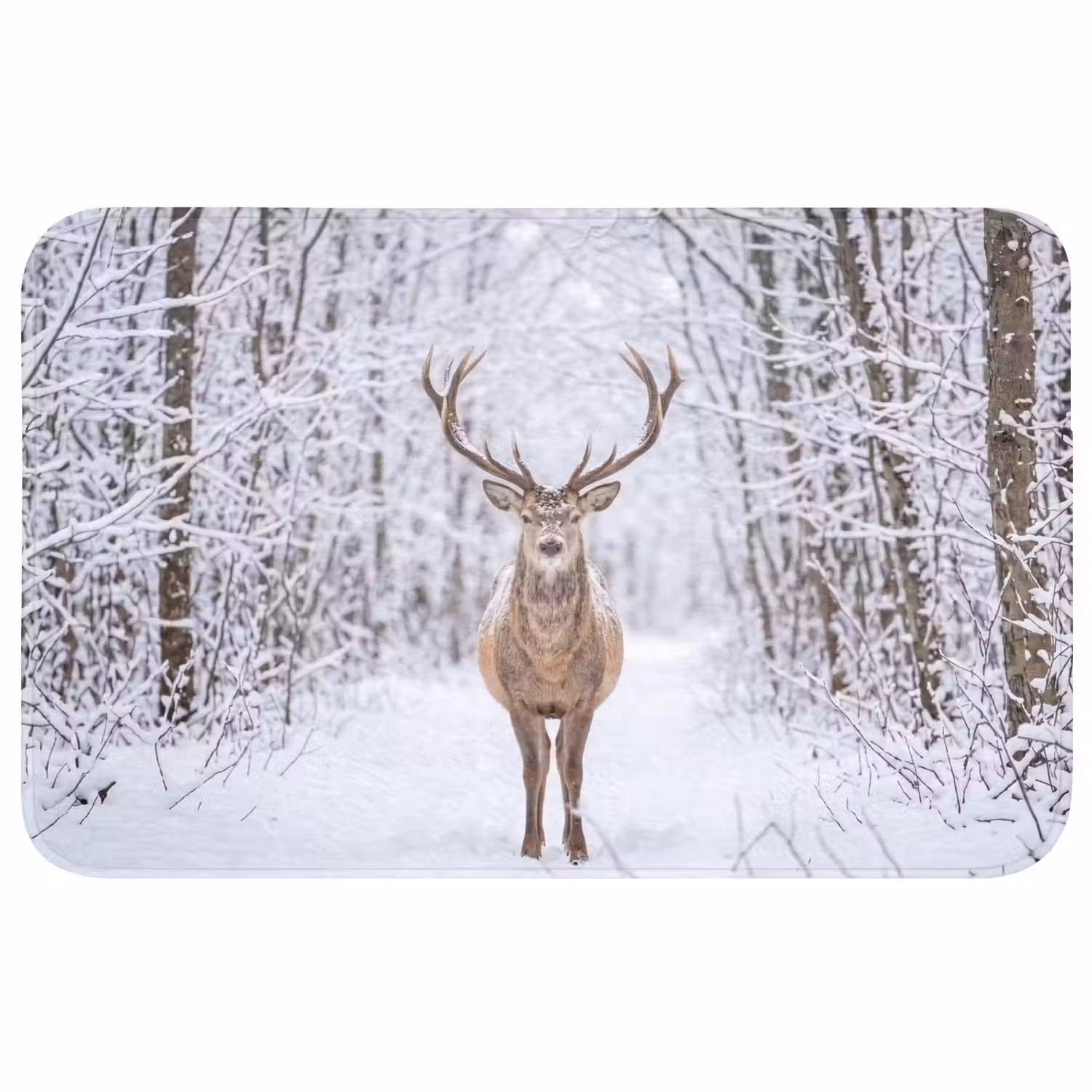 Hert - Winter - Bos - Natuur - Wit Badmat middel -3d