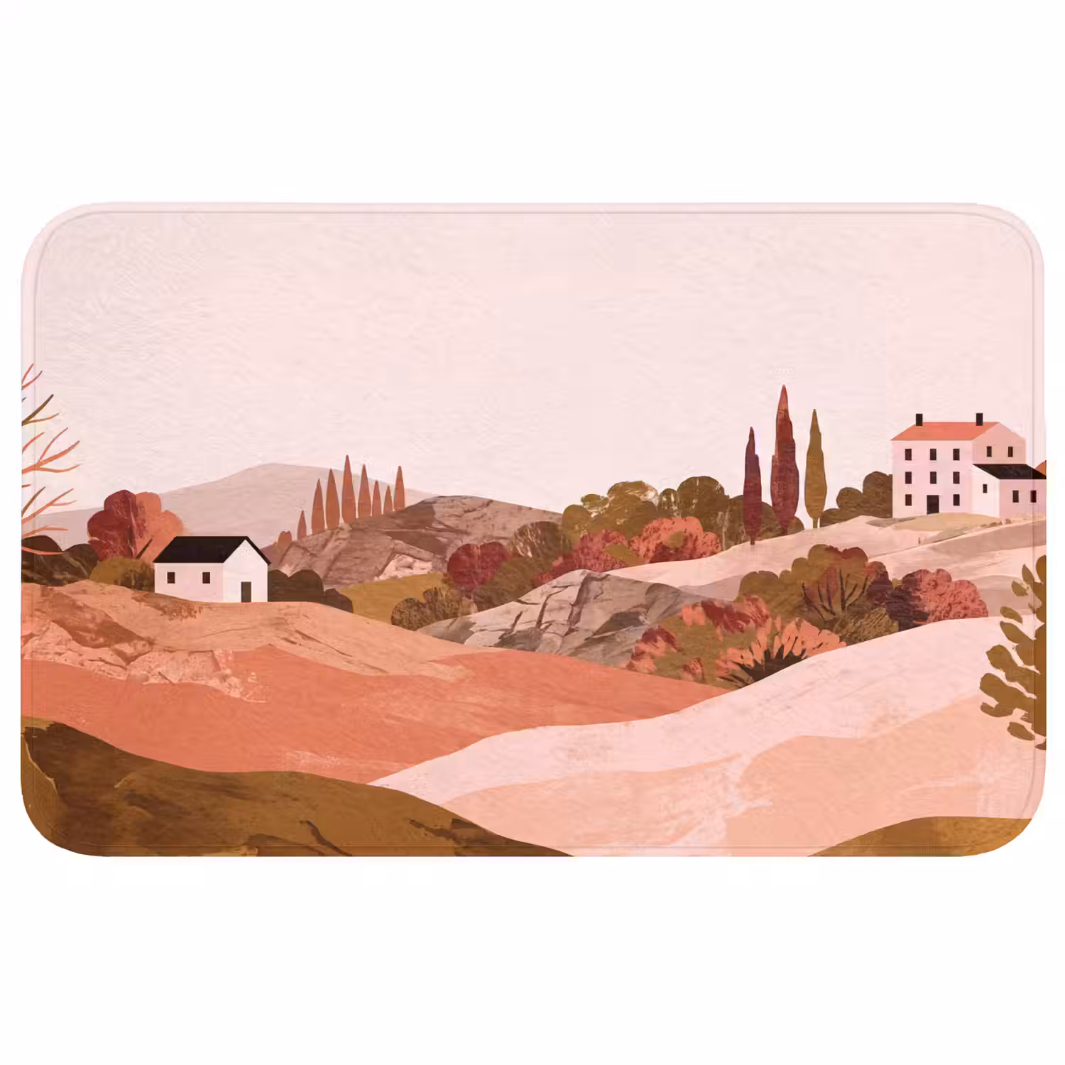 Heuvellandschap - Grafisch - Terracotta Badmat klein -3d