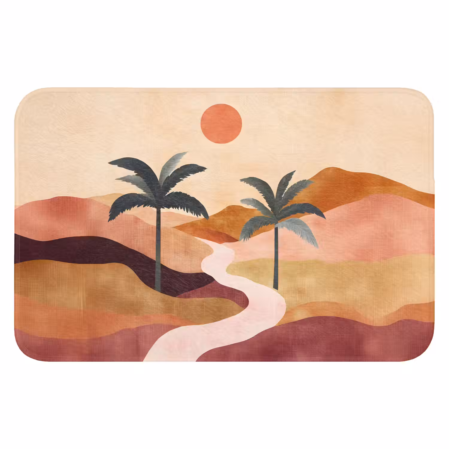 Heuvels - Palmbomen - Abstract Badmat klein -3d