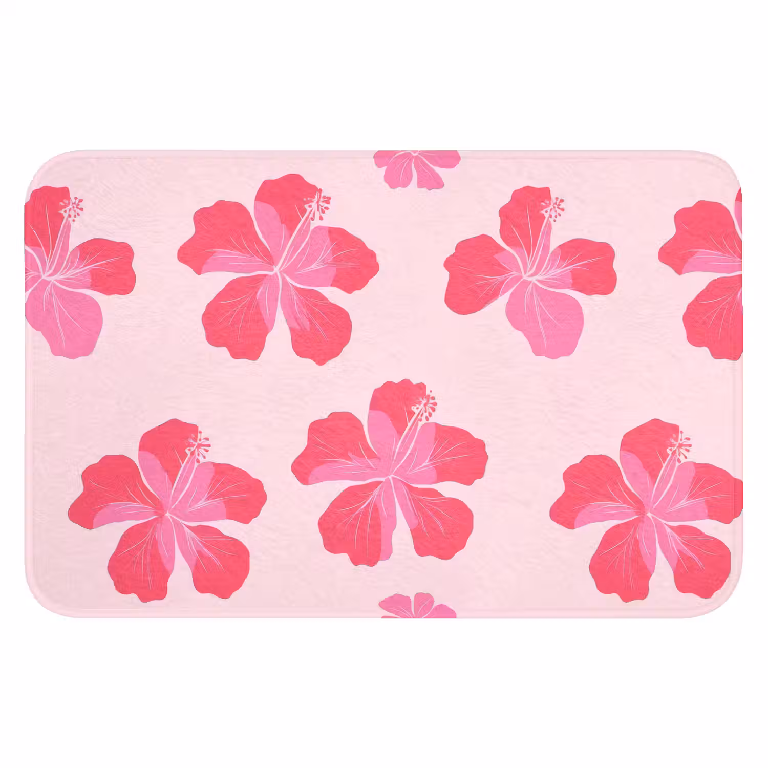 Hibiscus - Bloemen - Roze Badmat klein 997 -3d