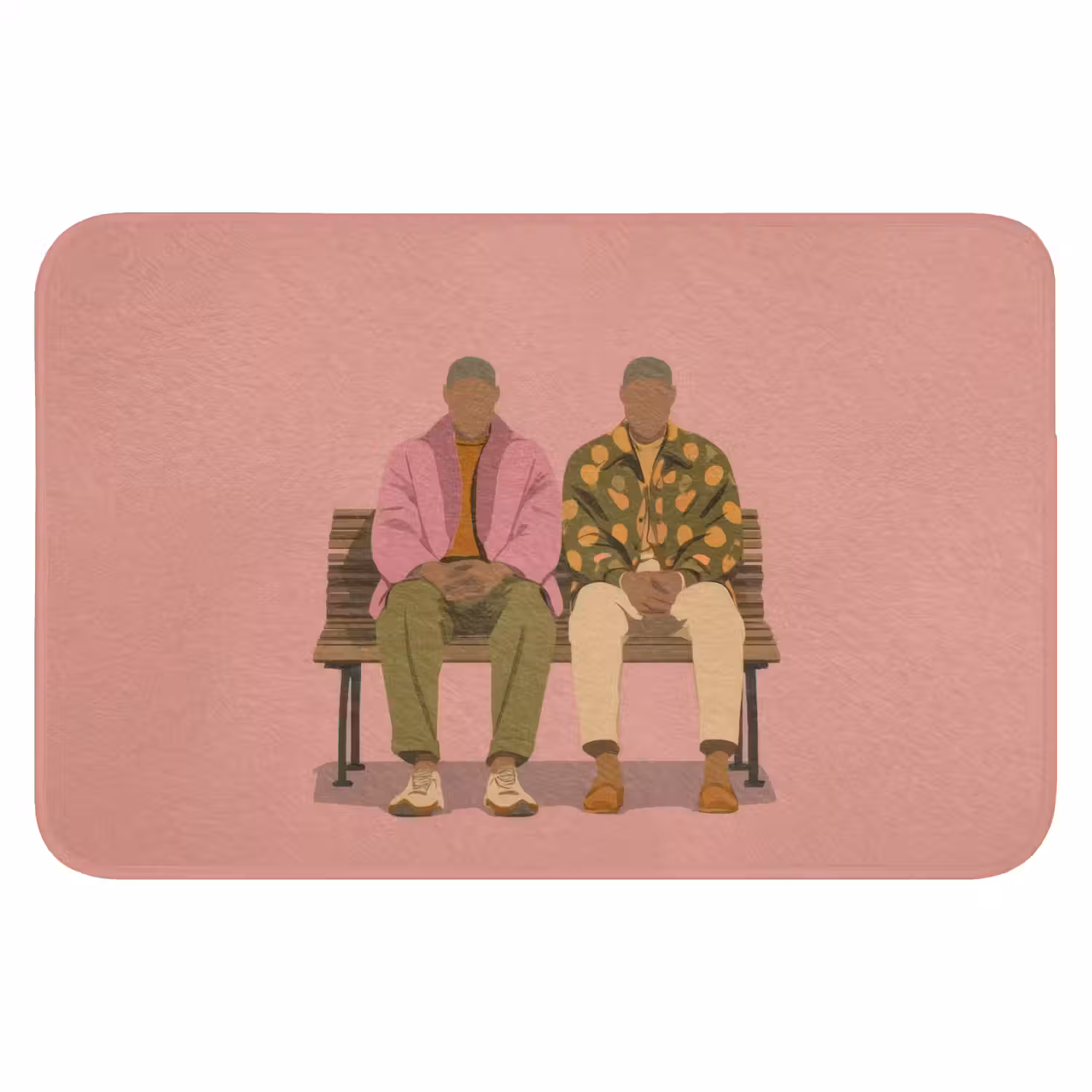 Illustratie - Bankje - Personen - Minimalistisch Badmat klein -3d