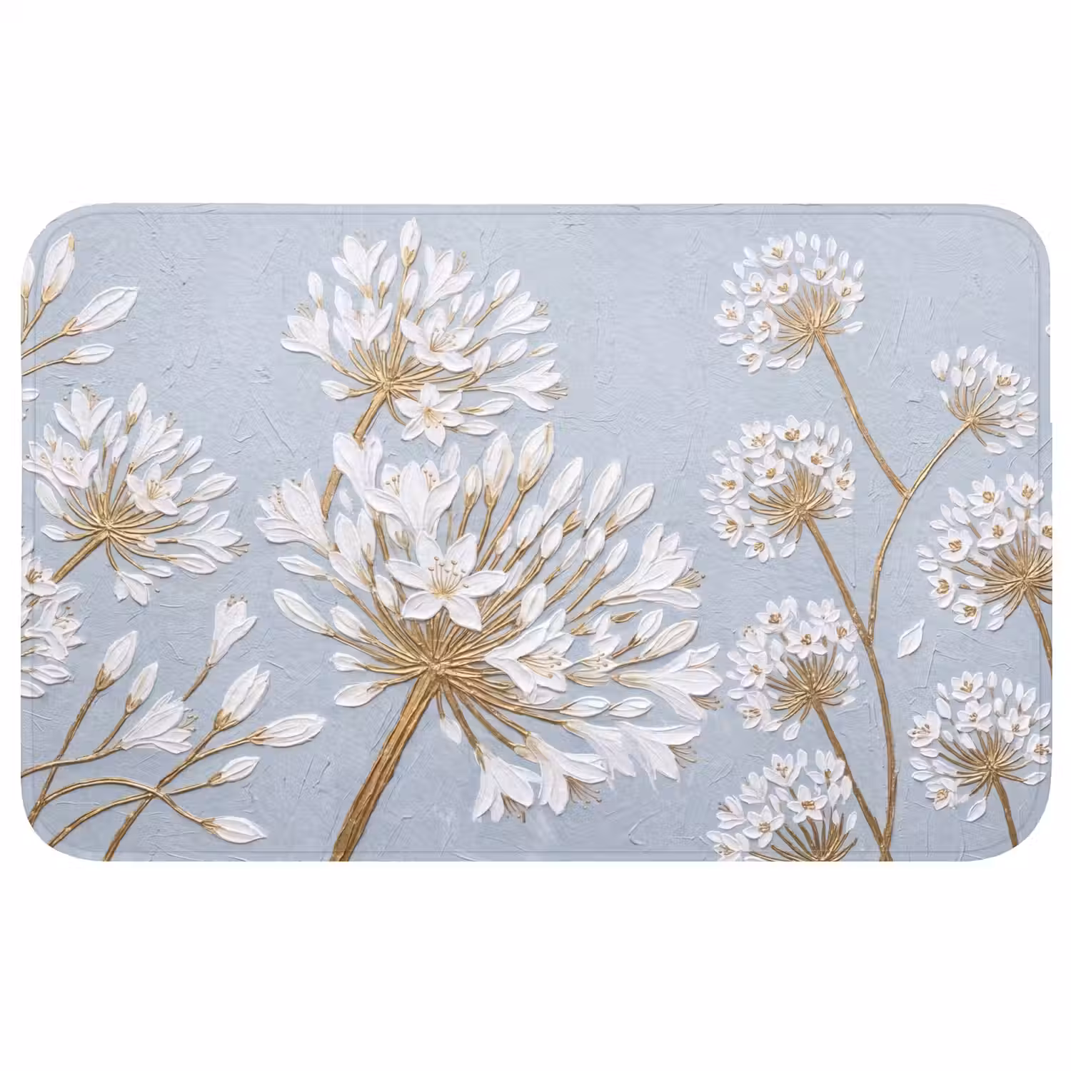 Illustratie - Bloemen - Blauw Badmat klein -3d