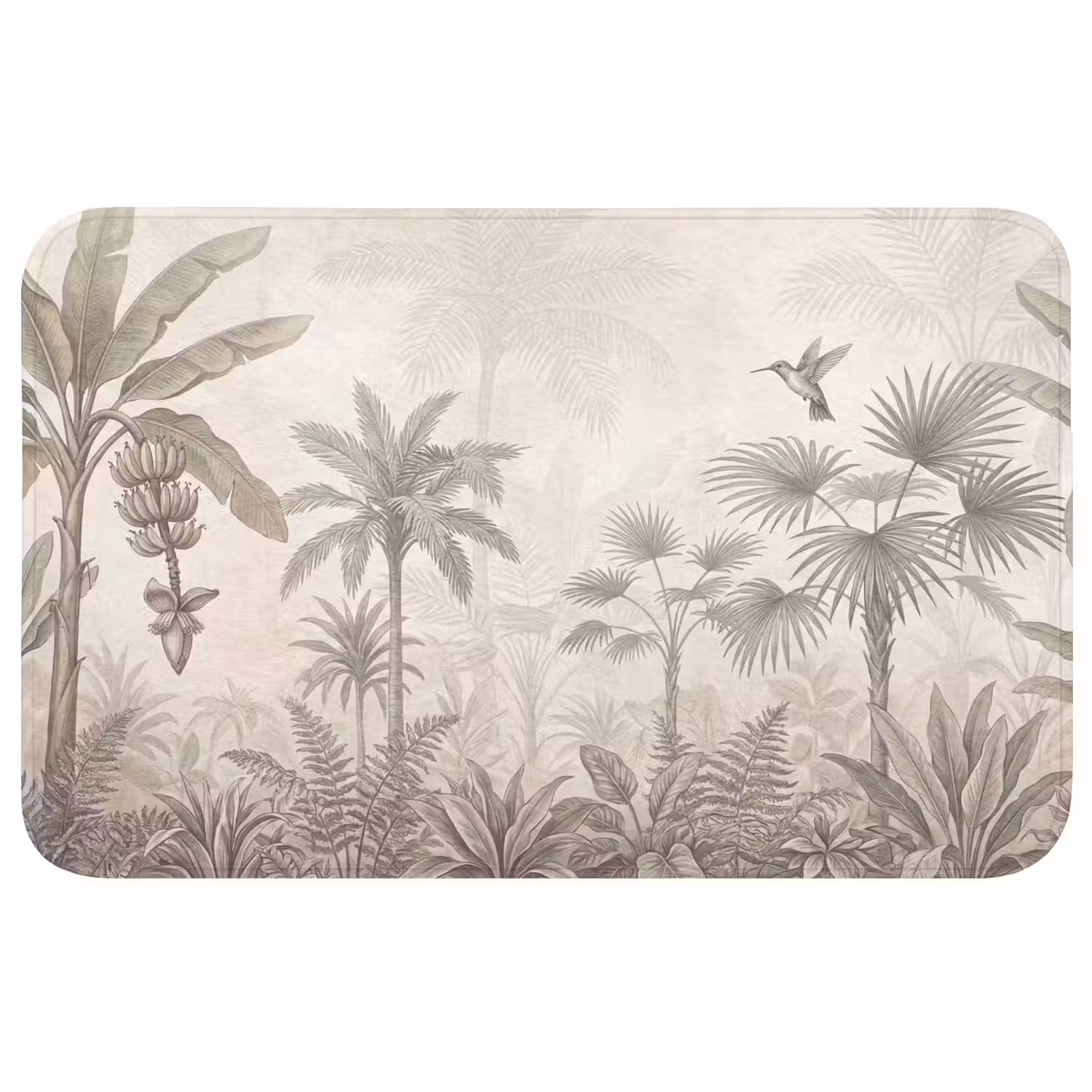Jungle - Banenboom - Kolibrie - Beige Badmat klein -3d