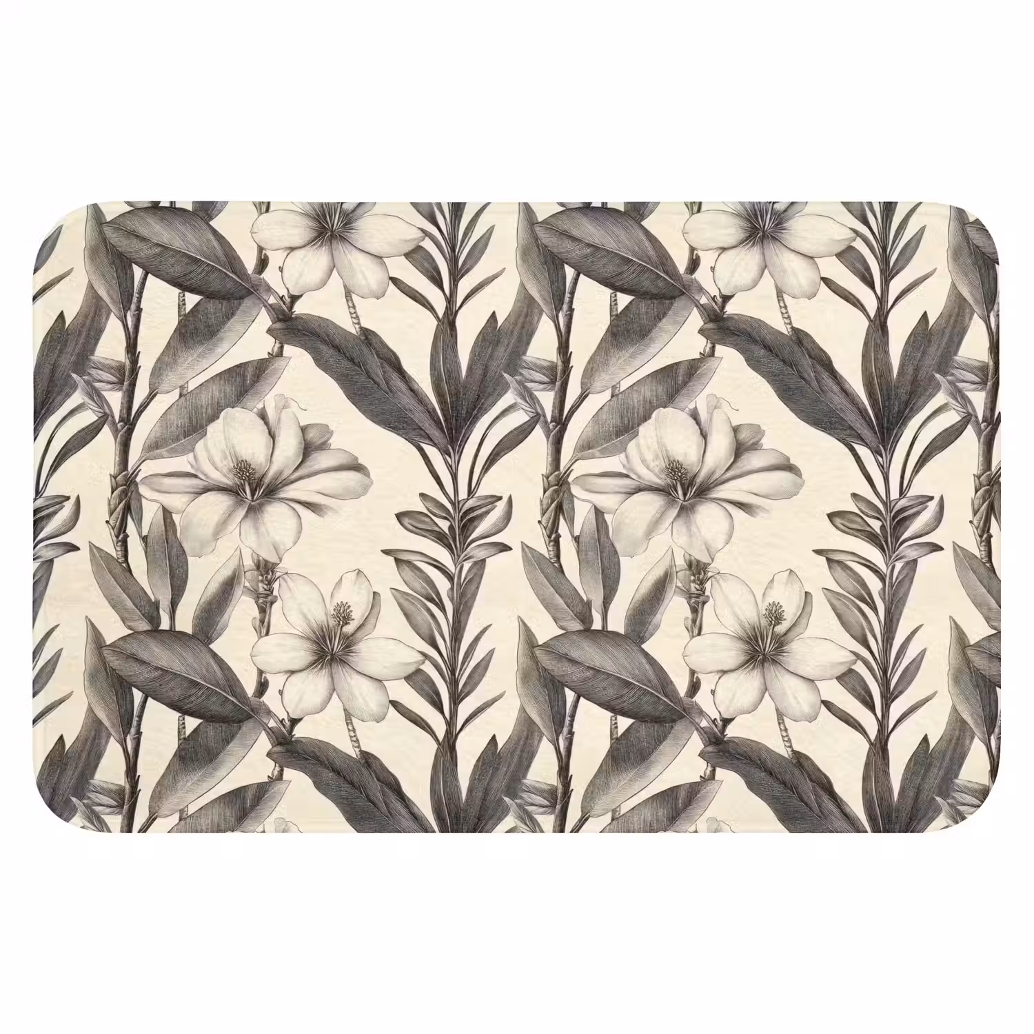 Klassiek - Botanisch - Zwart - Beige Badmat klein 997 -3d