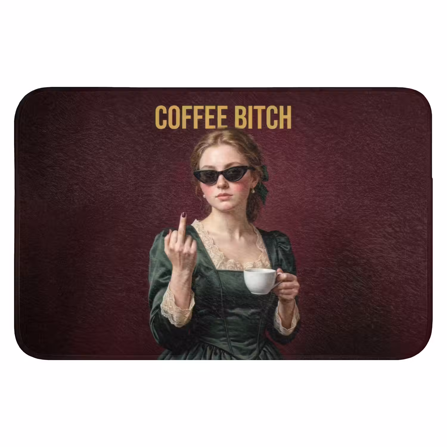 Koffie - Vrouw - Middelvinger Badmat klein -3d