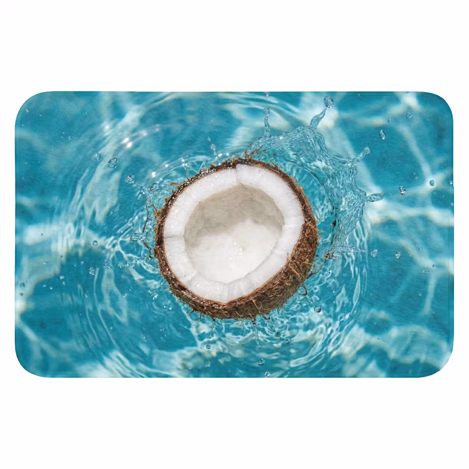Kokosnoot - Water - Wit Badmat klein -3d
