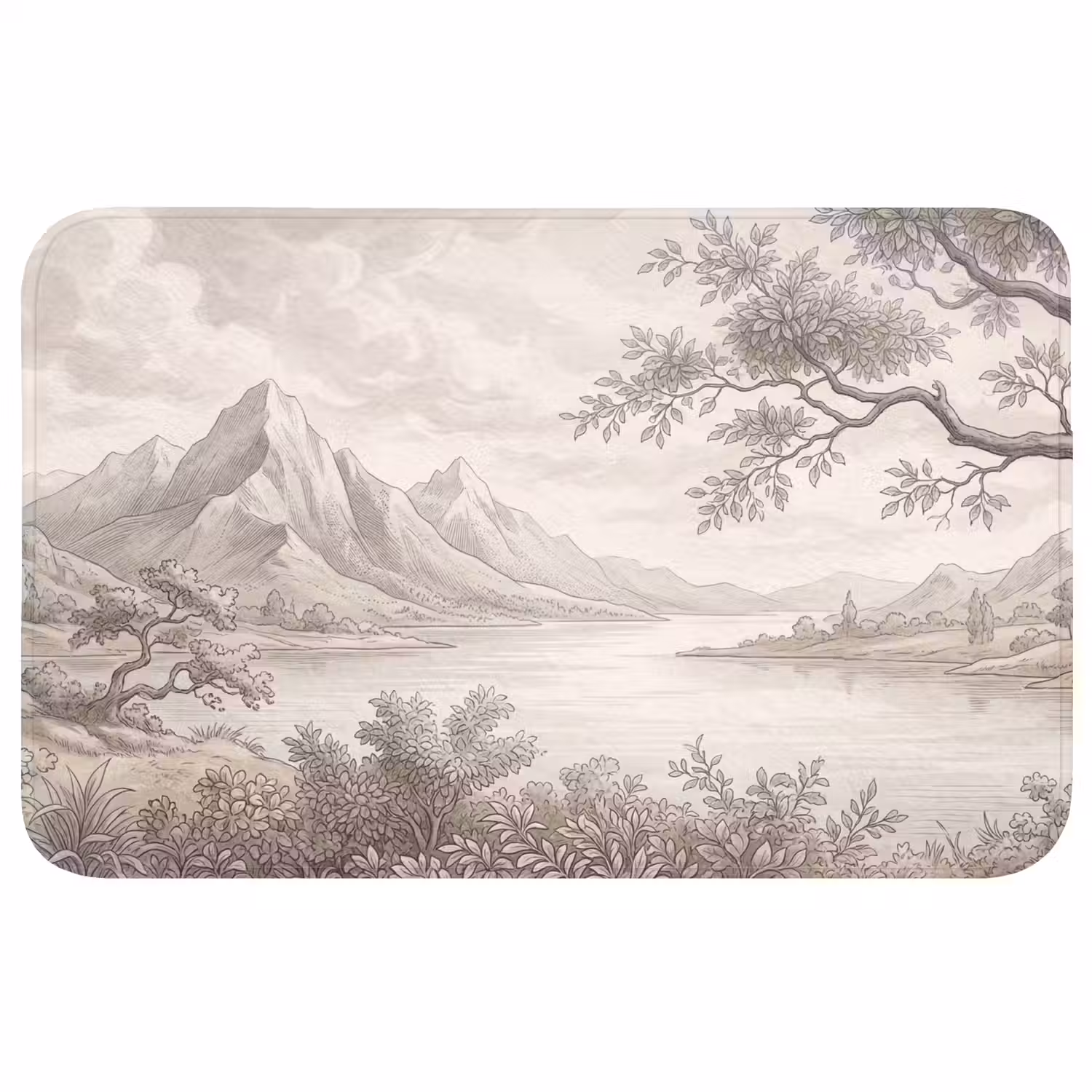 Landschap - Bergen - Meer - Natuur Badmat klein -3d