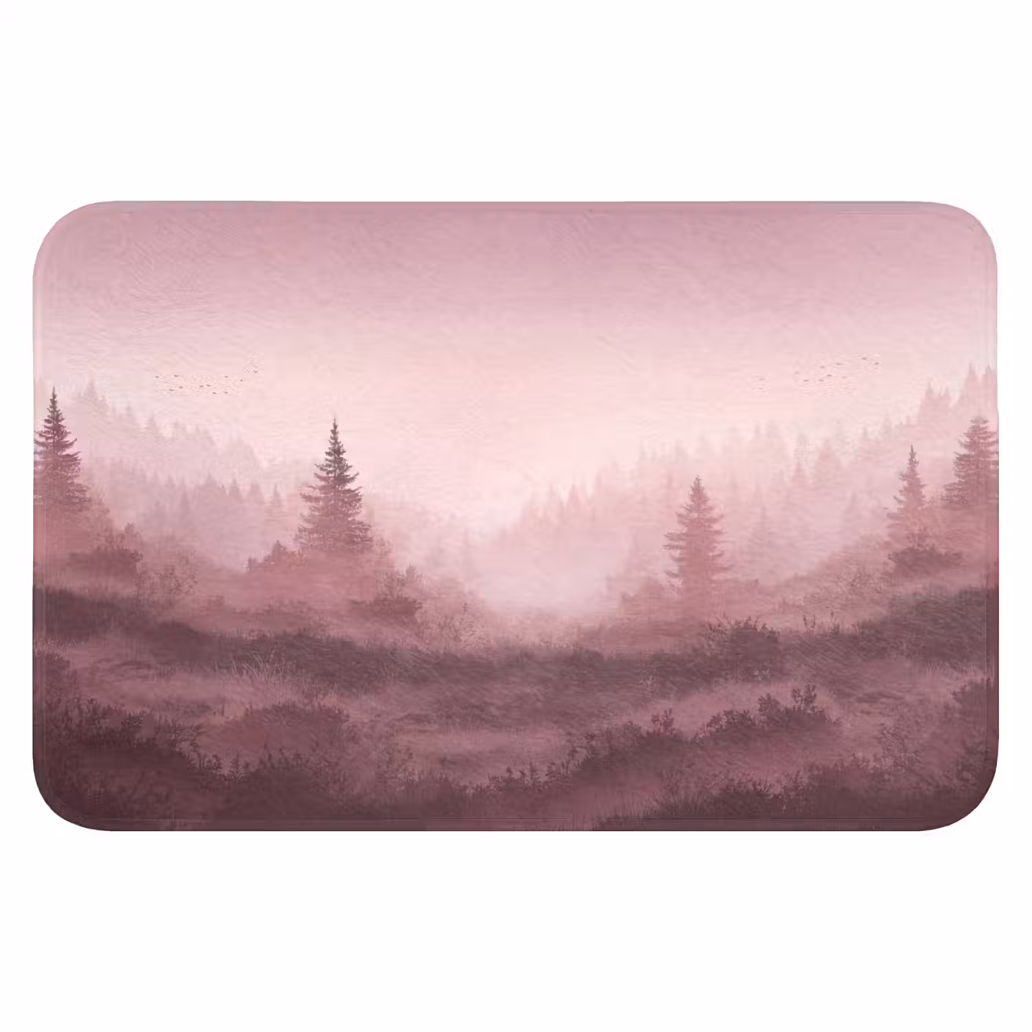 Landschap - Mistig - Roze Badmat klein -3d