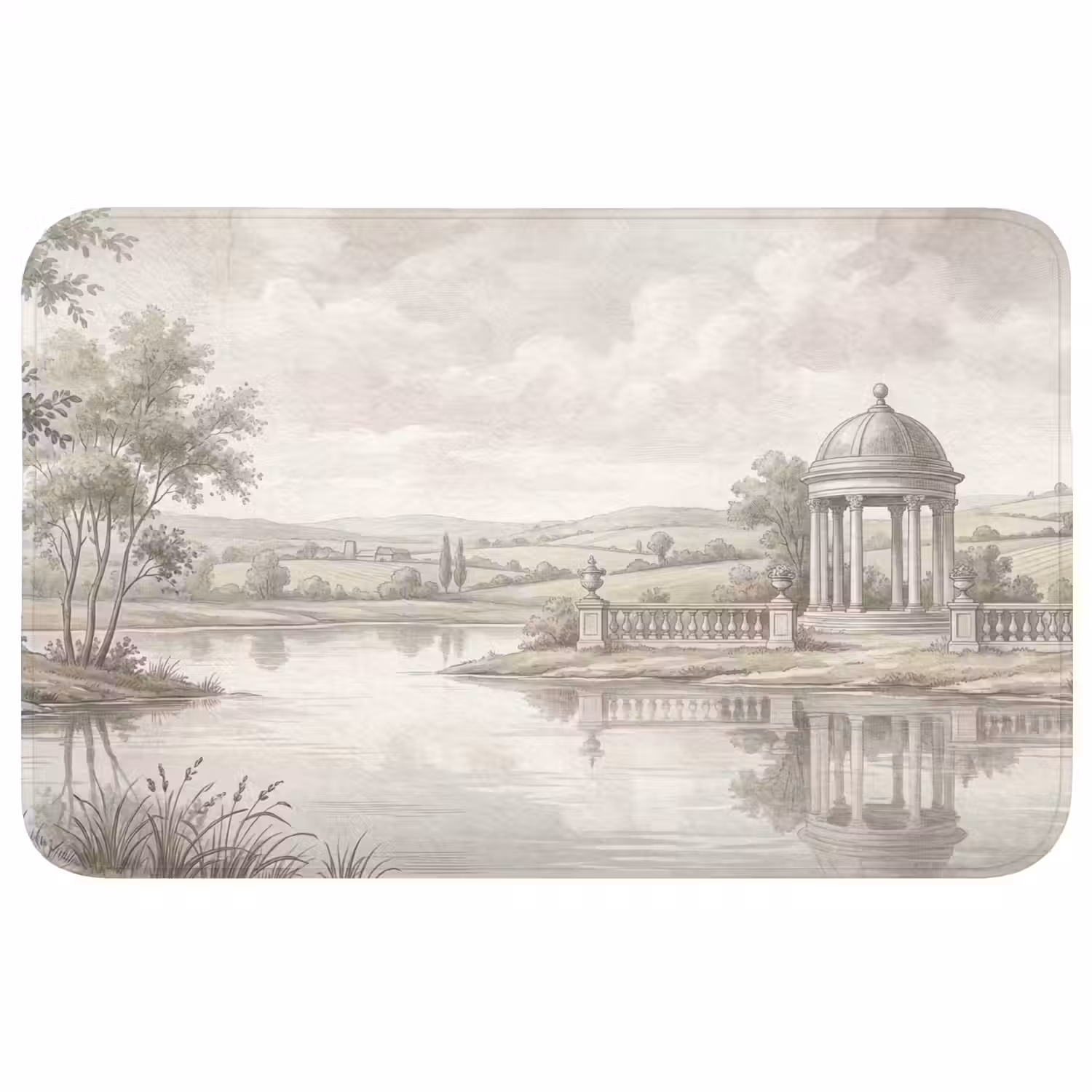 Landschap - Water - Natuur - Sepia Badmat klein -3d
