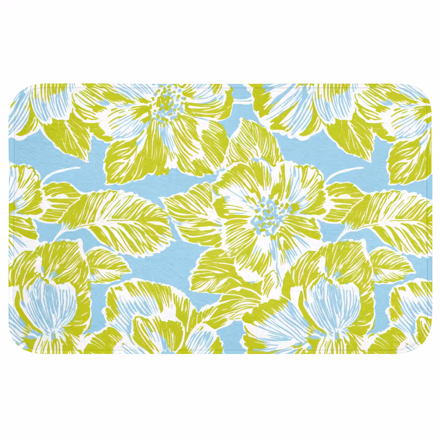 Modern - Bloemen - Groen Badmat klein 997 -3d