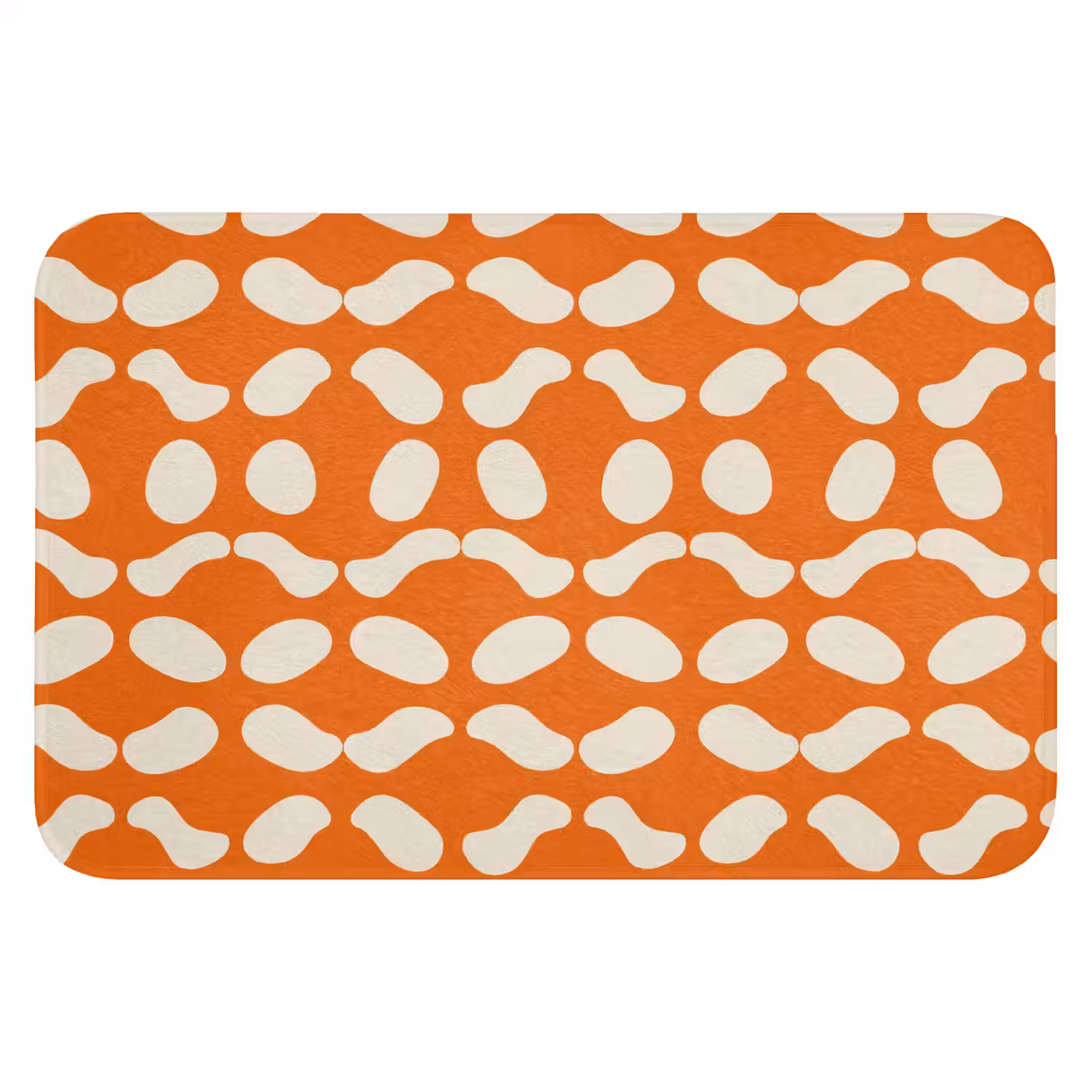 Oranje - Organische vormen - Wit Badmat klein 997 -3d